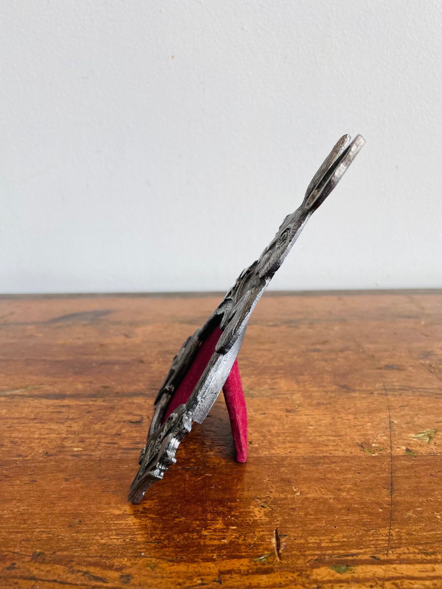 Vintage Metzke Pewter Bunny Rabbit Picture Frame with Easel Backing