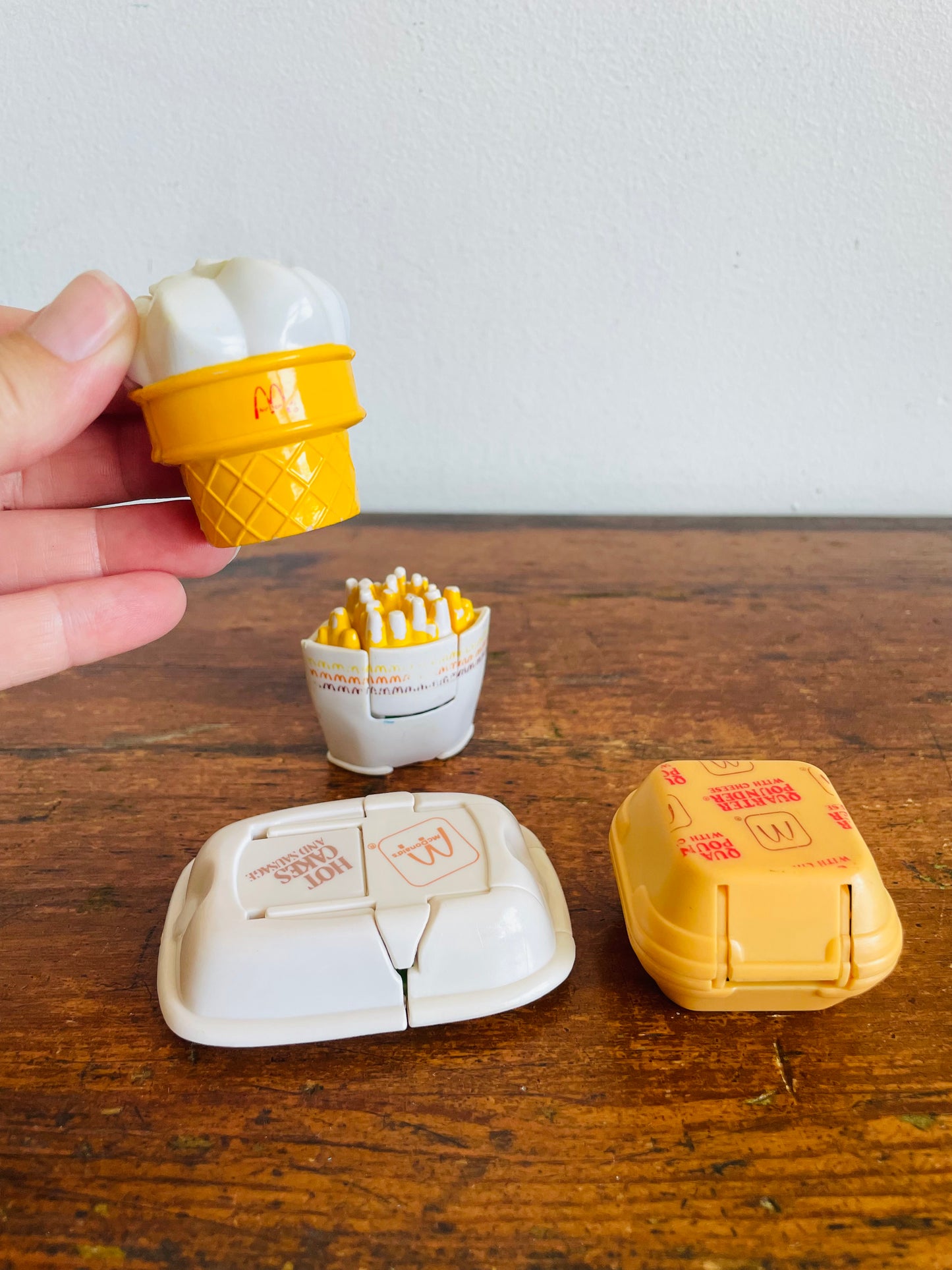 Vintage 1988 / 1990 McDonald's Happy Meal Toy Bundle - Changeables Transformers - Hot Cakes, Ice Cream, French Fries & Quarter Pounder with Cheese - Set of 4