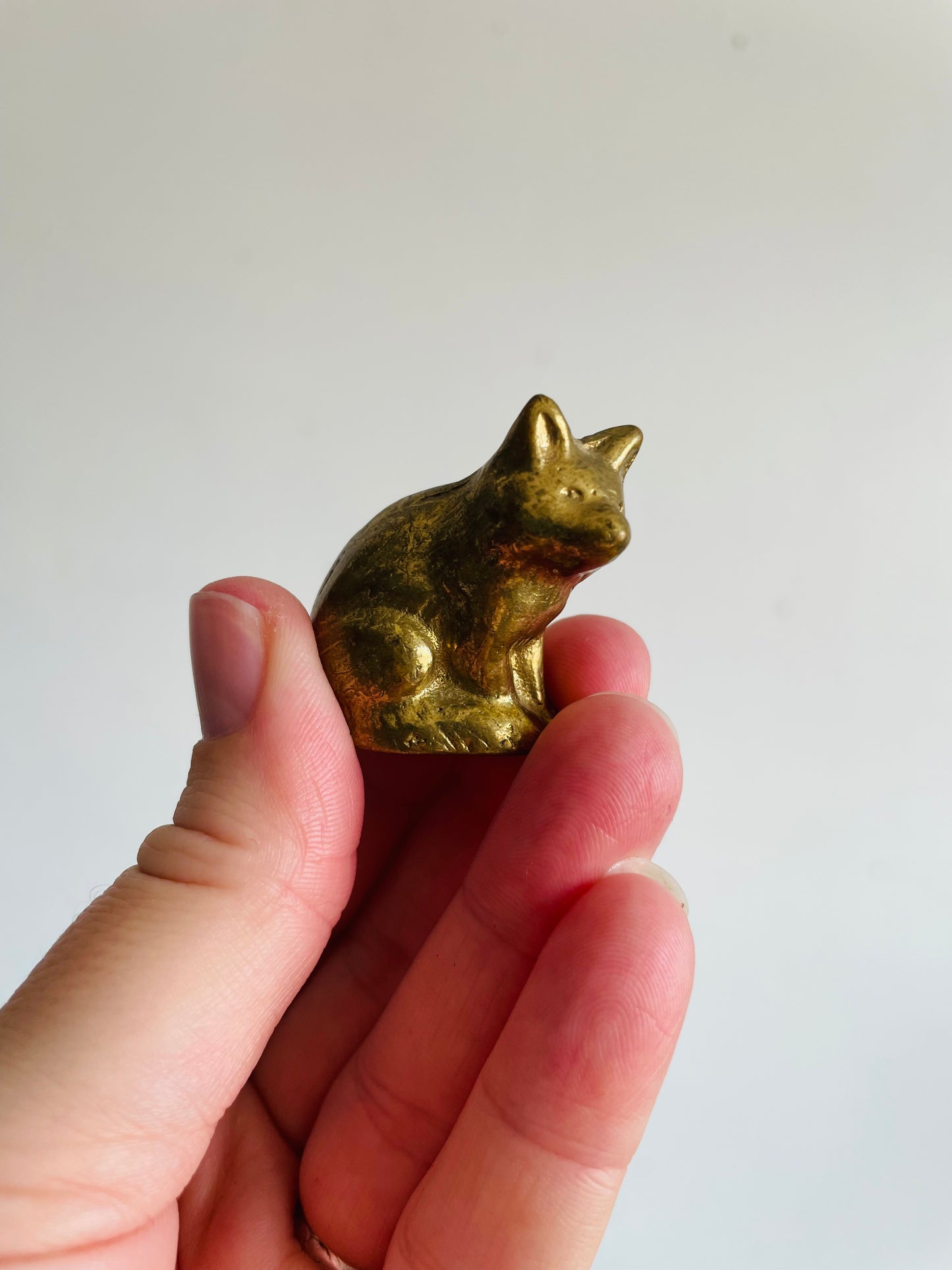 Vintage Adorable Miniature Solid Brass Fox Figurine