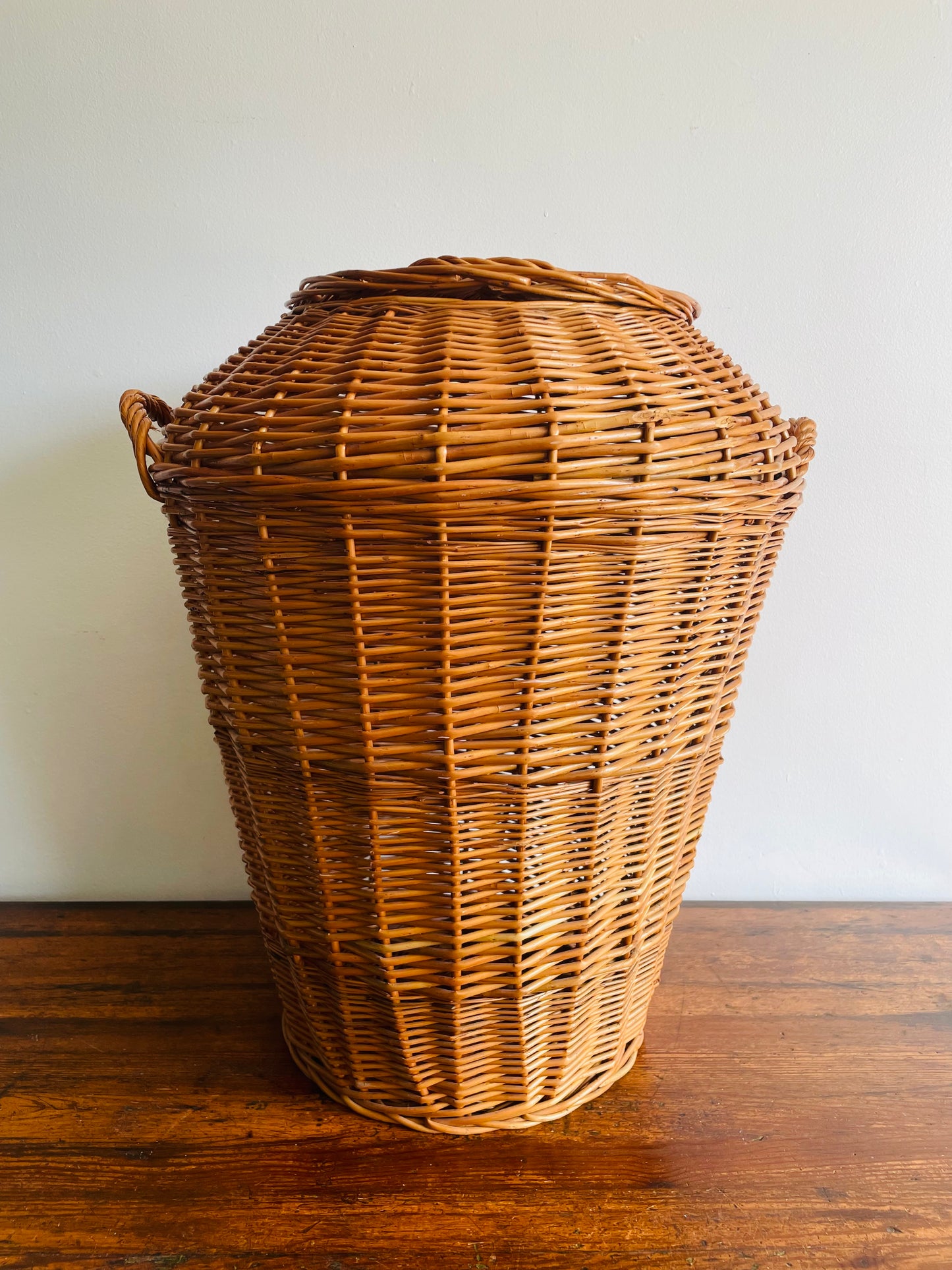 Tall Wicker Laundry Basket Hamper with Lid & Handles