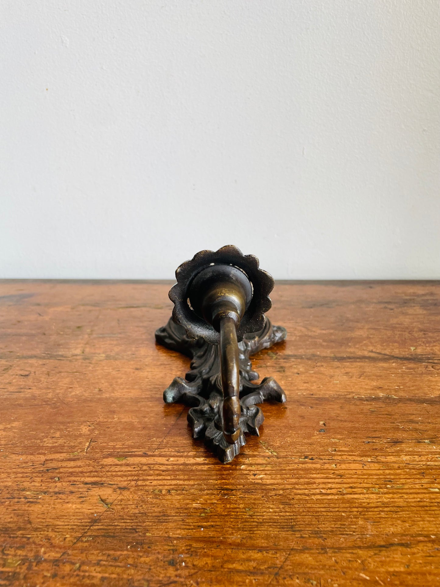 Vintage Ornate Cast Metal with Bronze Finish Wall Sconce Candle Holder