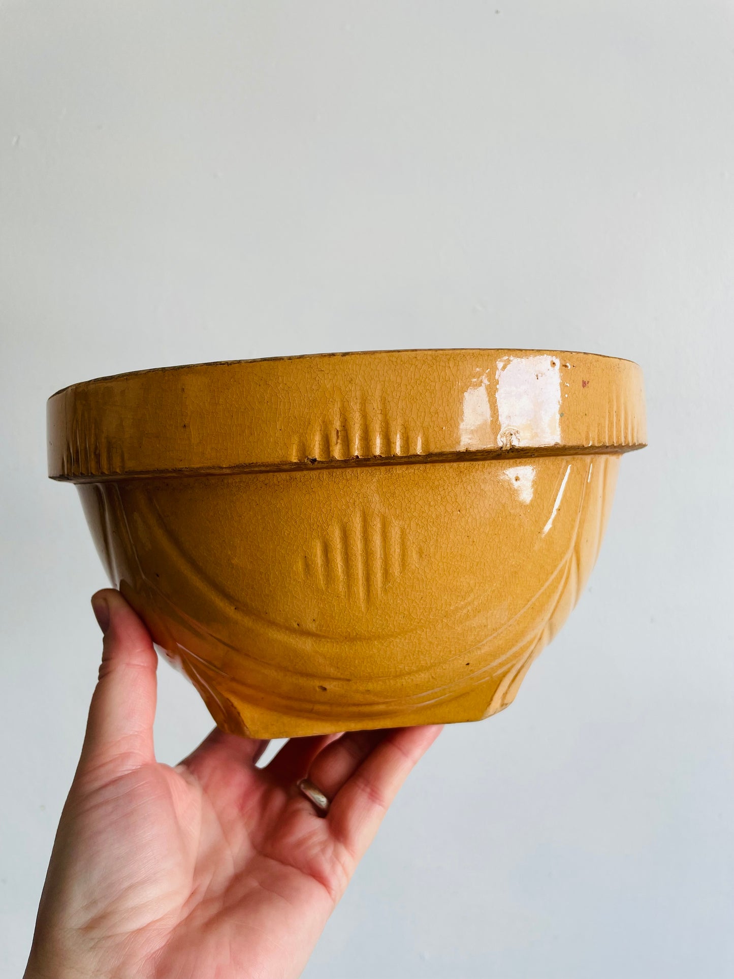 Rustic Yellow Ware Mixing Bowl No. 8