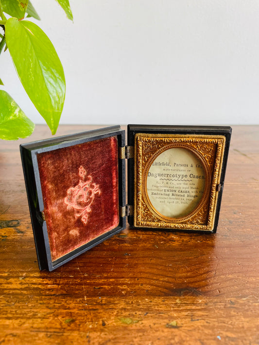 Antique 1857 Victorian Daguerreotype Photo Display Union Case - Littlefield, Parsons & Co. - Never Used