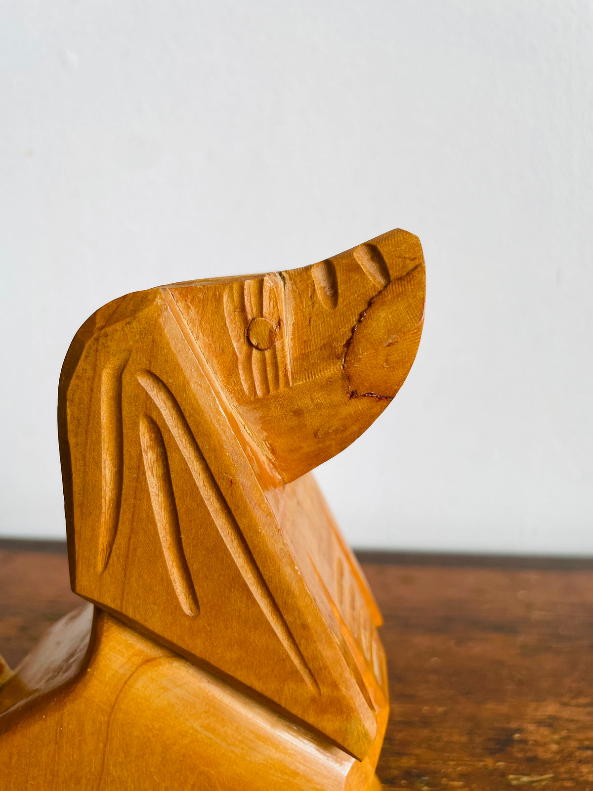 Vintage Carved Wood Hound Dog Bookends - Set of 2