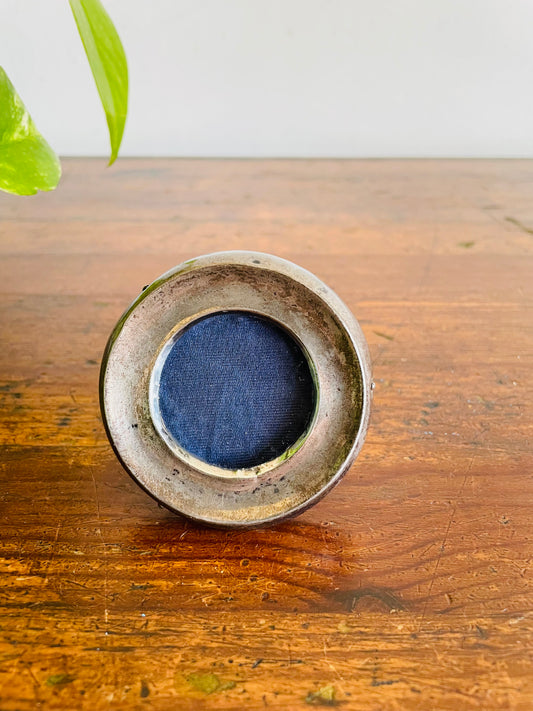 Miniature Round Silver Picture Frame with Swing Easel Backing
