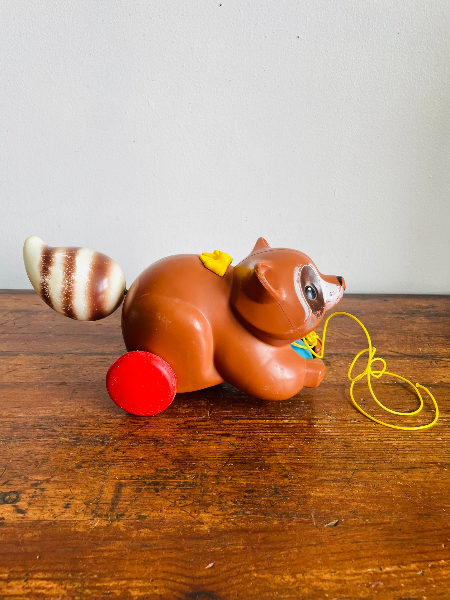 Vintage 1979 Fisher Price #172 Roly Raccoon Pull Toy