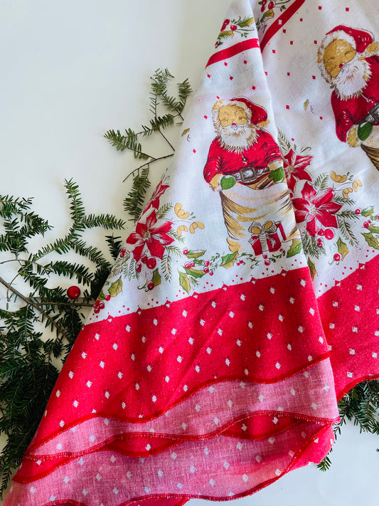 Adorable Santa with Sack of Presents Rectangular Cotton Tablecloth