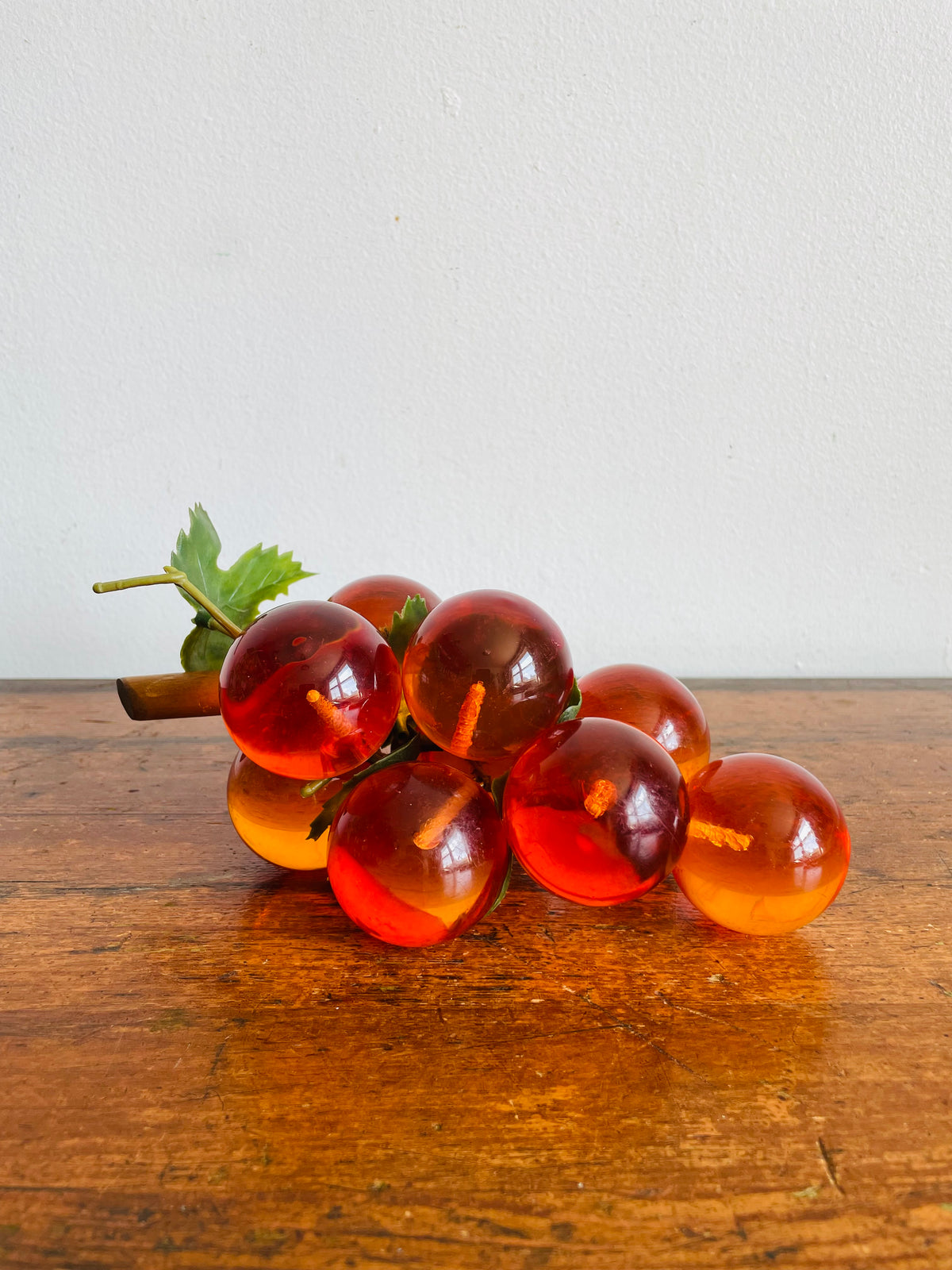 Vintage Mid-Century Modern Orange Amber Lucite Cluster of Grapes