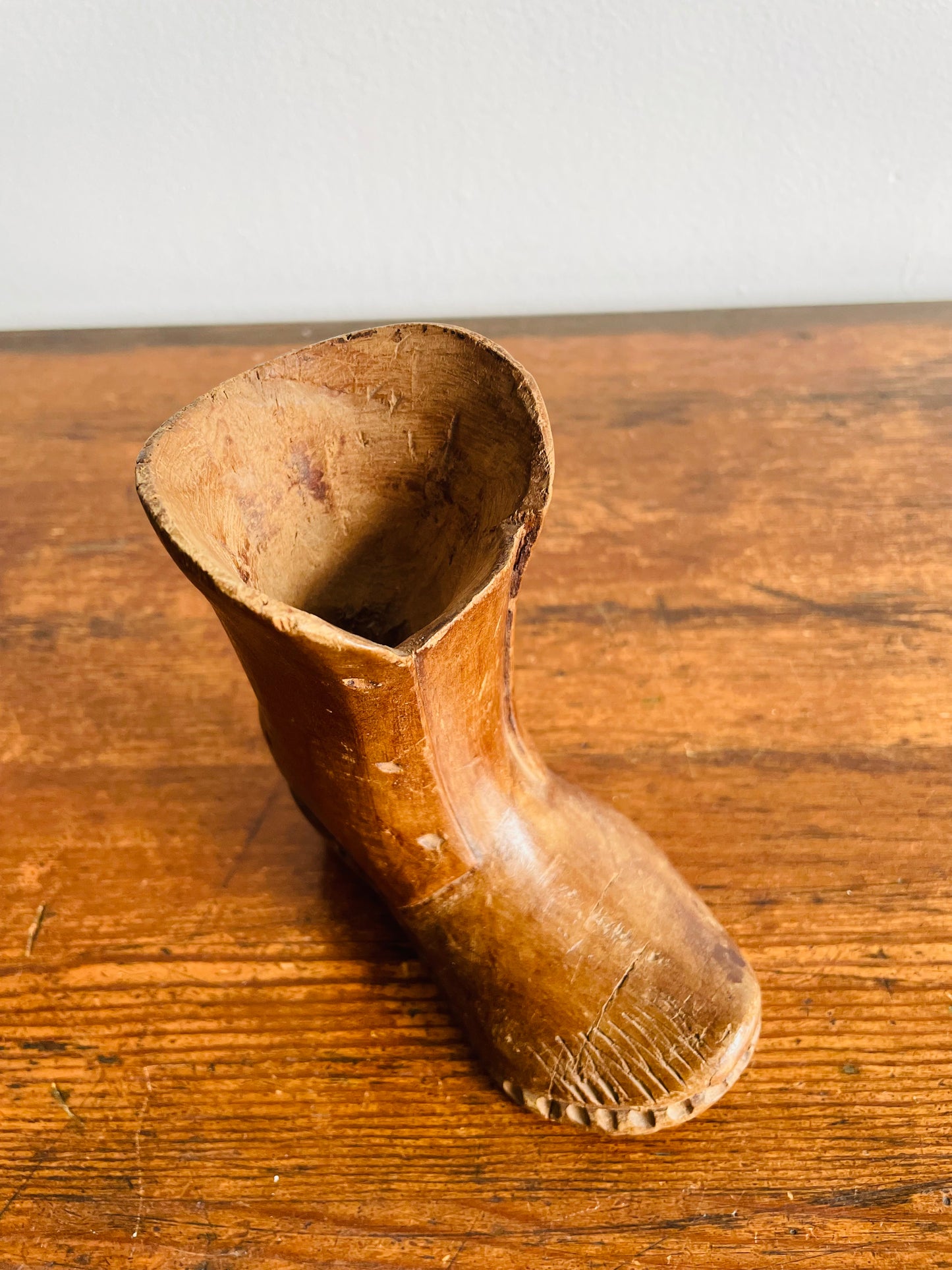 Handmade Wooden Boot Shoe - Carved From a Single Piece of Wood!