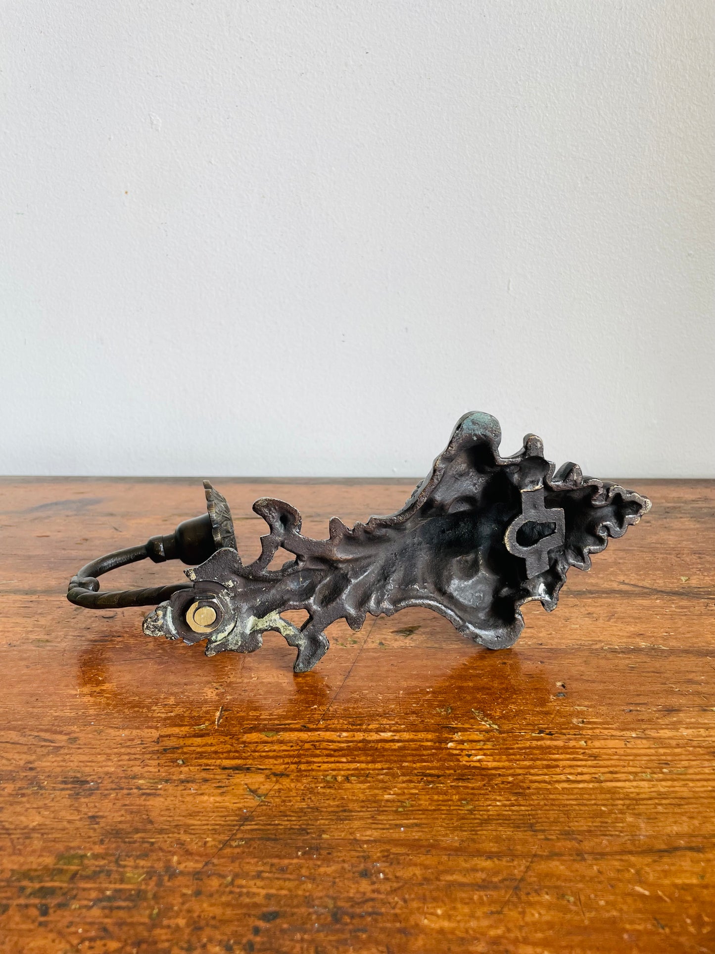Vintage Ornate Cast Metal with Bronze Finish Wall Sconce Candle Holder