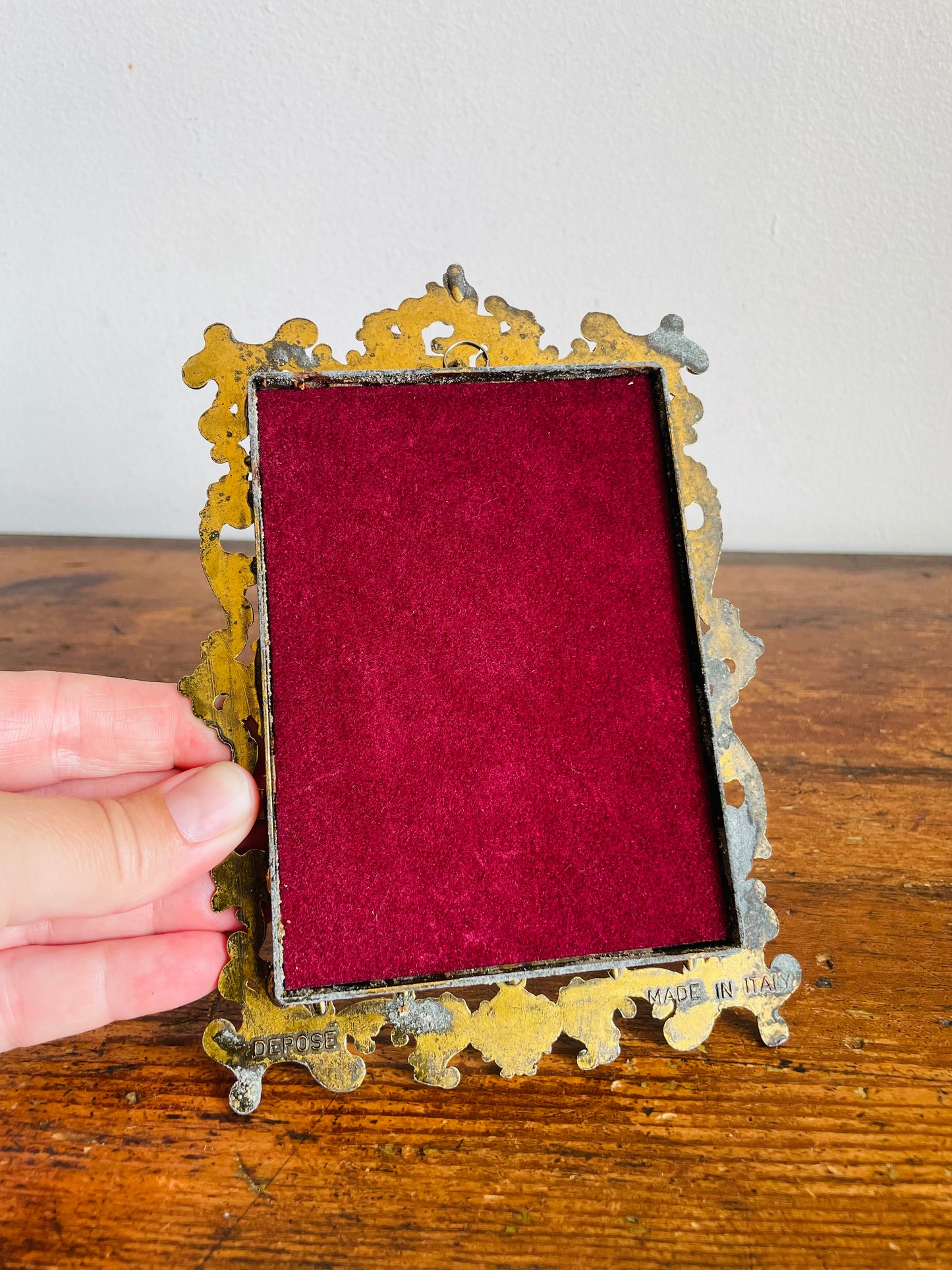 Vintage Ornate Brass Picture Frame with Print of Pinkie (Sarah Moulton) by Sir Thomas Lawrence - Made in Italy
