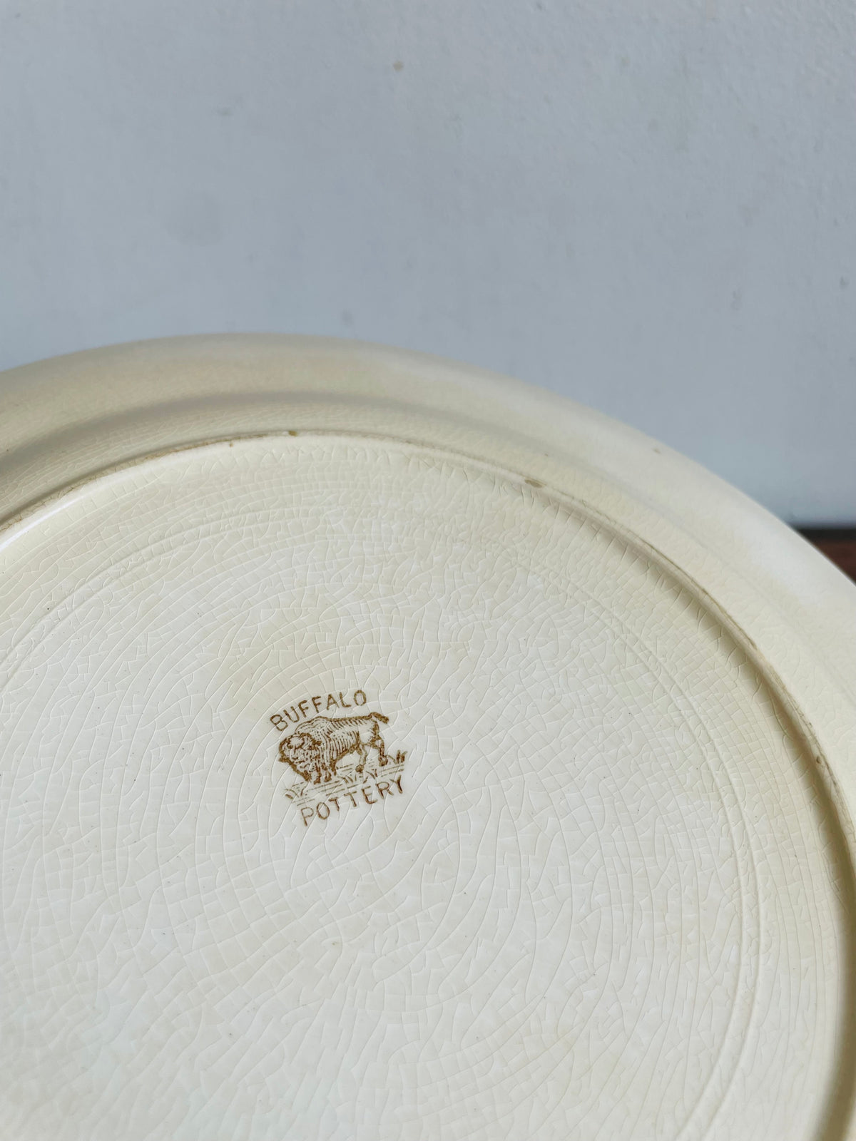 Antique Buffalo Pottery Plate with Caribou in Forest Nature Design - Includes Optional Plate Hanger