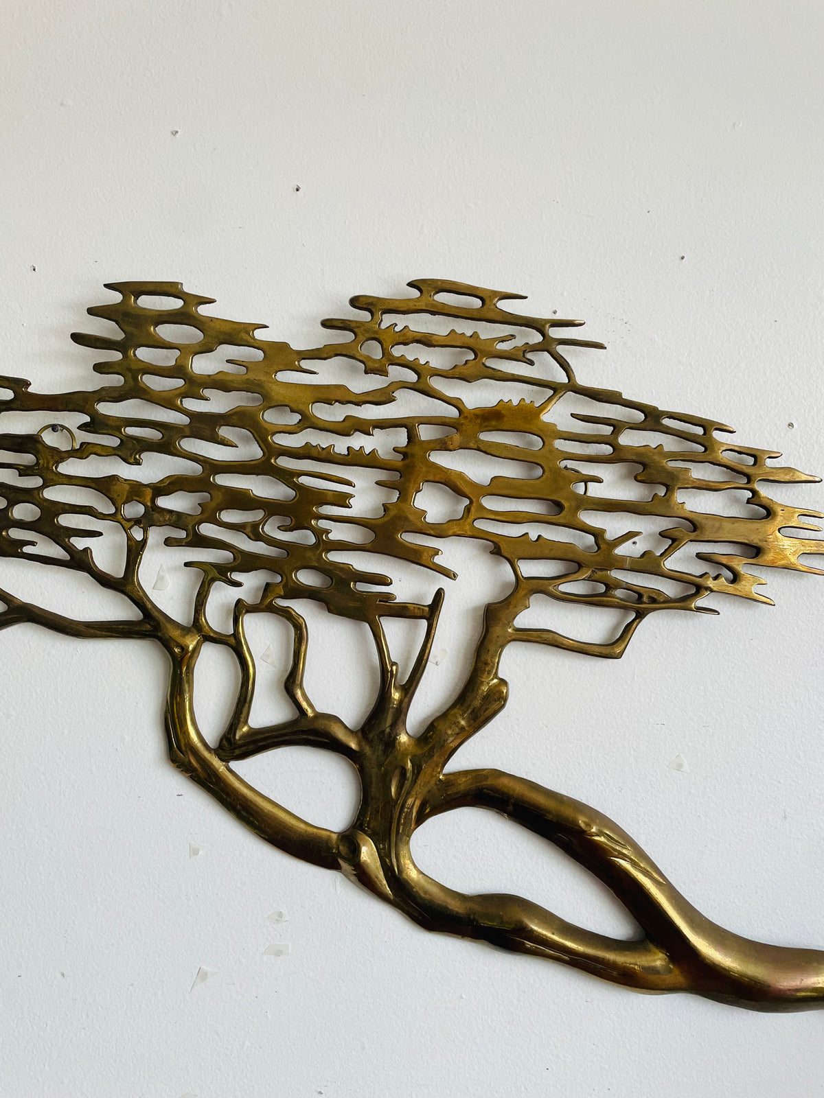 Vintage Mid-Century Modern Solid Brass Tree Wall Hanging Art - No Shipping