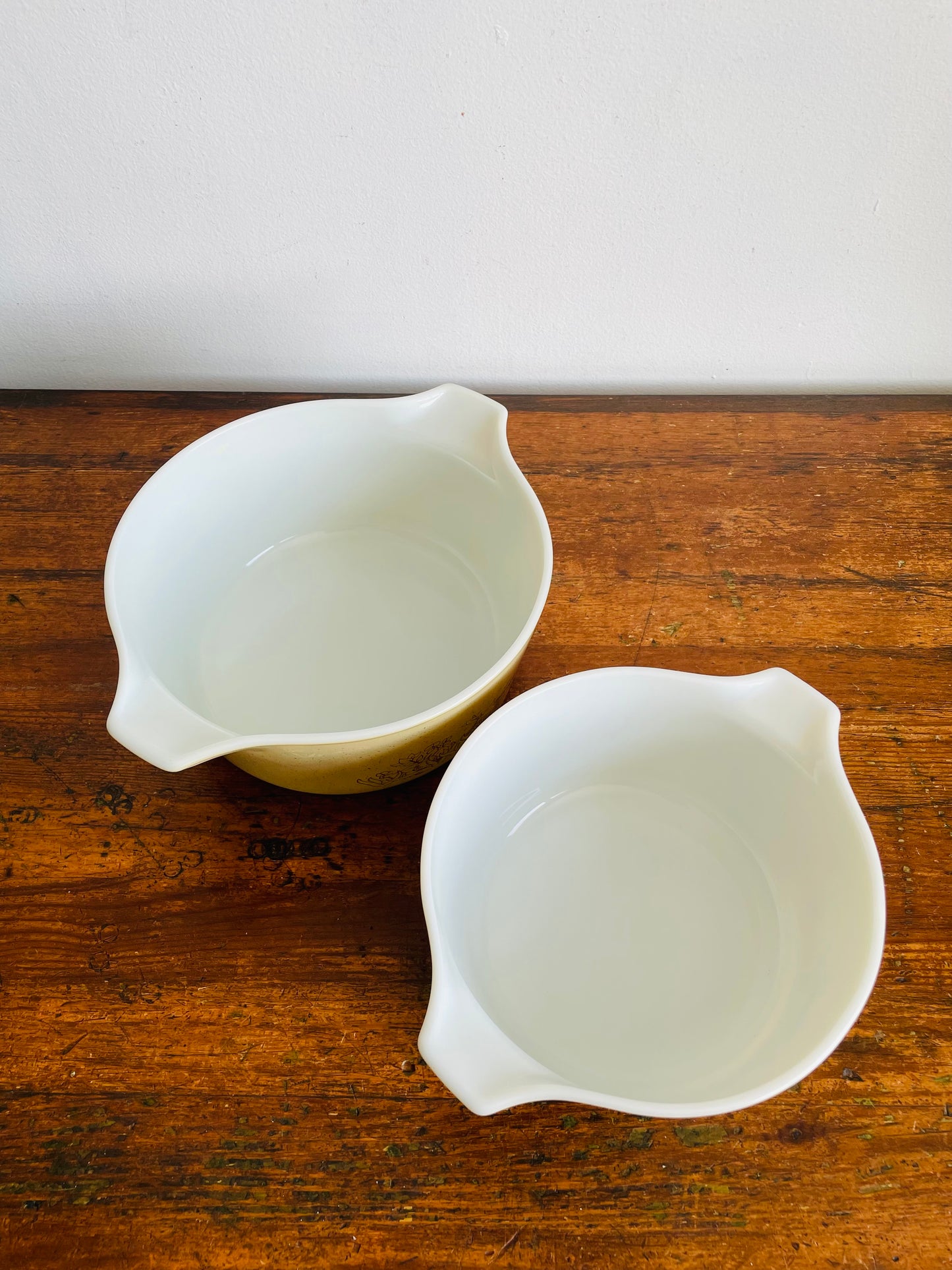 Vintage Pyrex 475-B & 474-B Mushroom Forest Fancies Casserole Mixing Bowl Dishes - Set of 2 - 2.5 & 1.5 Litres