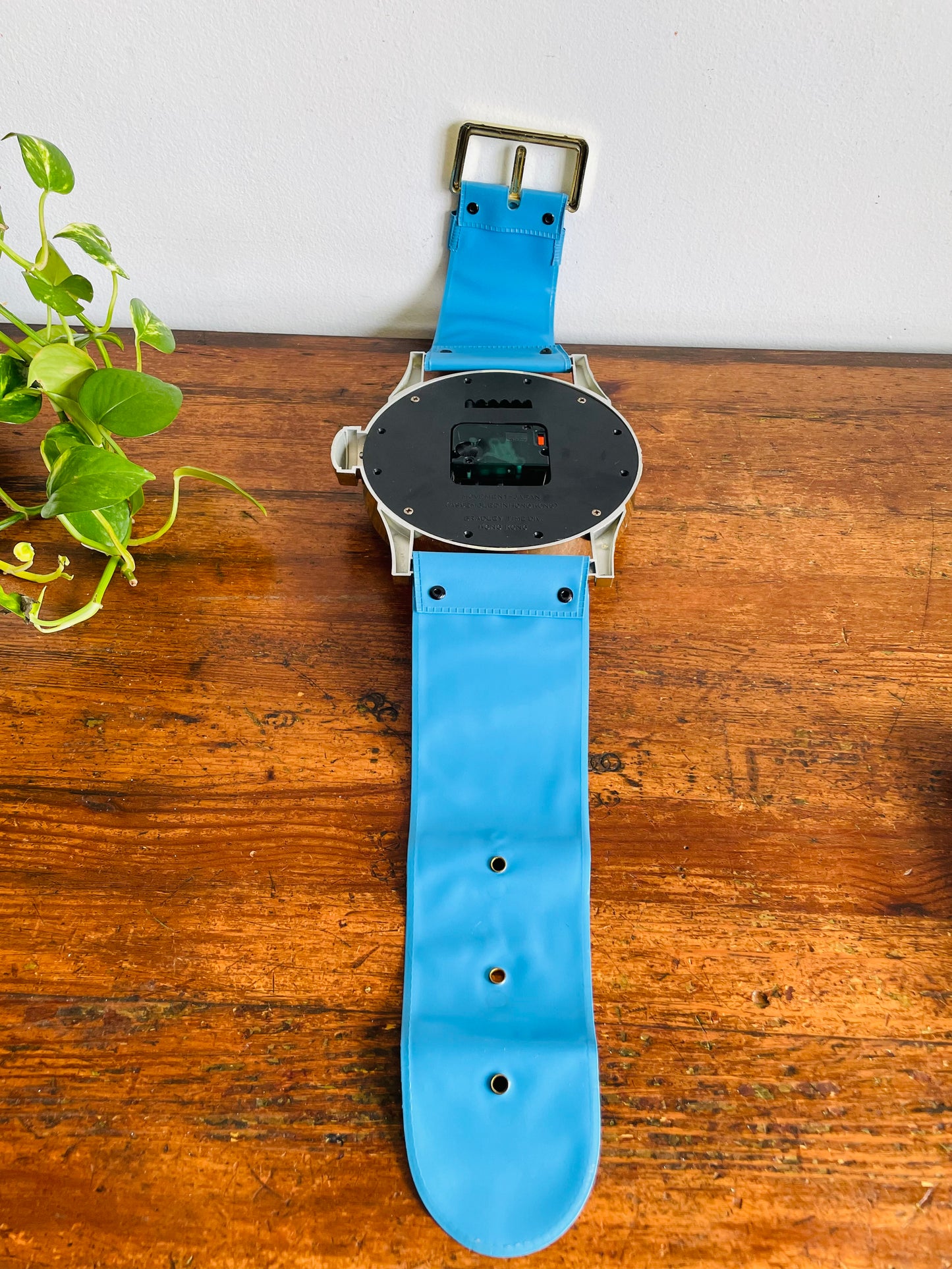 Vintage 1984 Bedtime Smurf on the Moon Giant Watch Wall Clock - Bradley Time Division - Requires 1 AA Battery (Not Included) - Tested / Works!