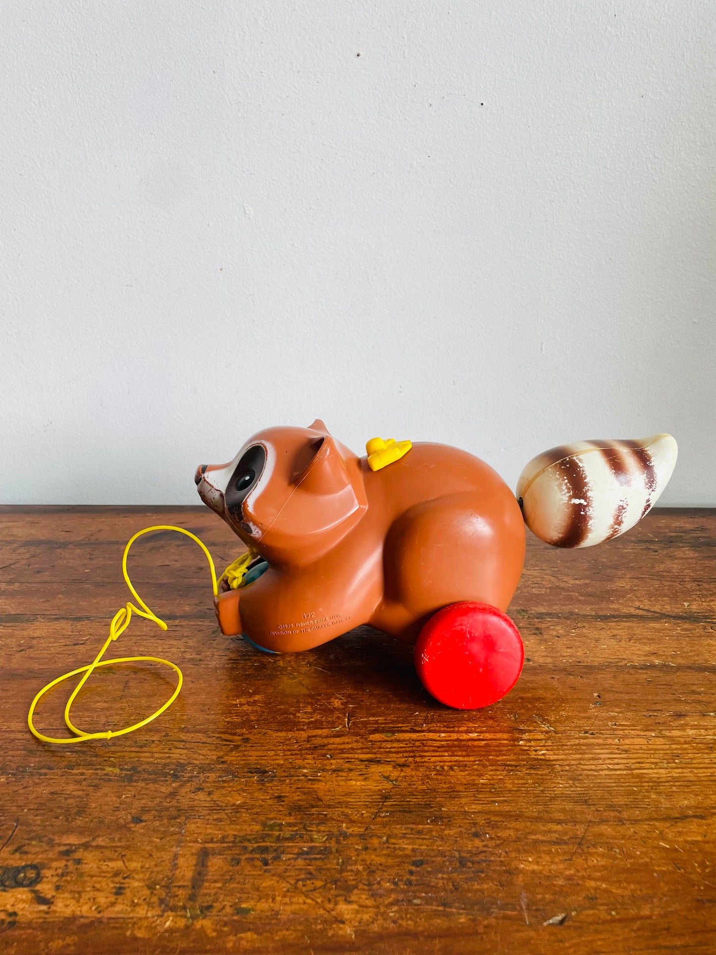 Vintage 1979 Fisher Price #172 Roly Raccoon Pull Toy