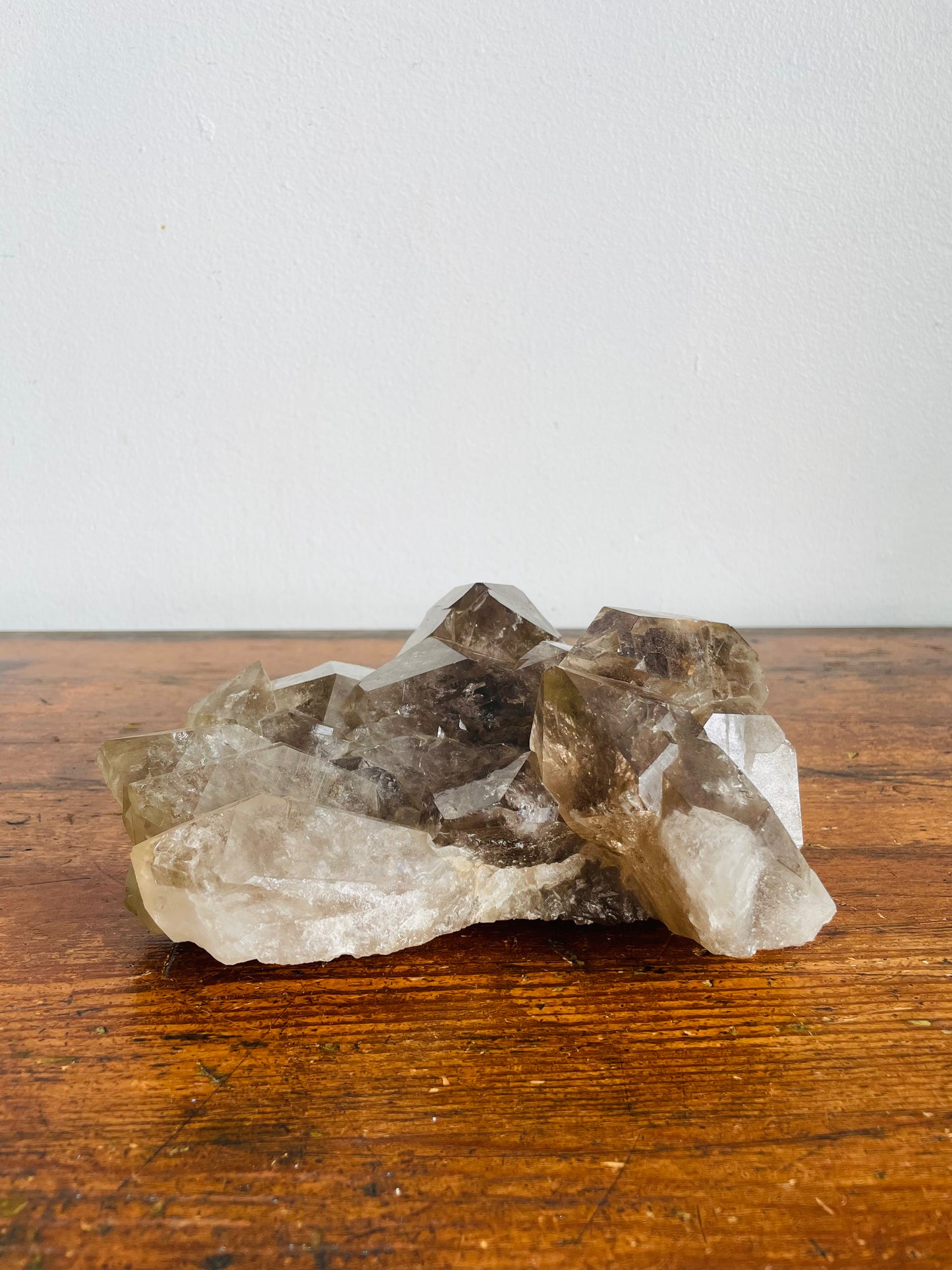 Vintage Large & Heavy 4.22 Pound Smoky Quartz Crystal Cluster - Gemstone Rock with Jagged Points