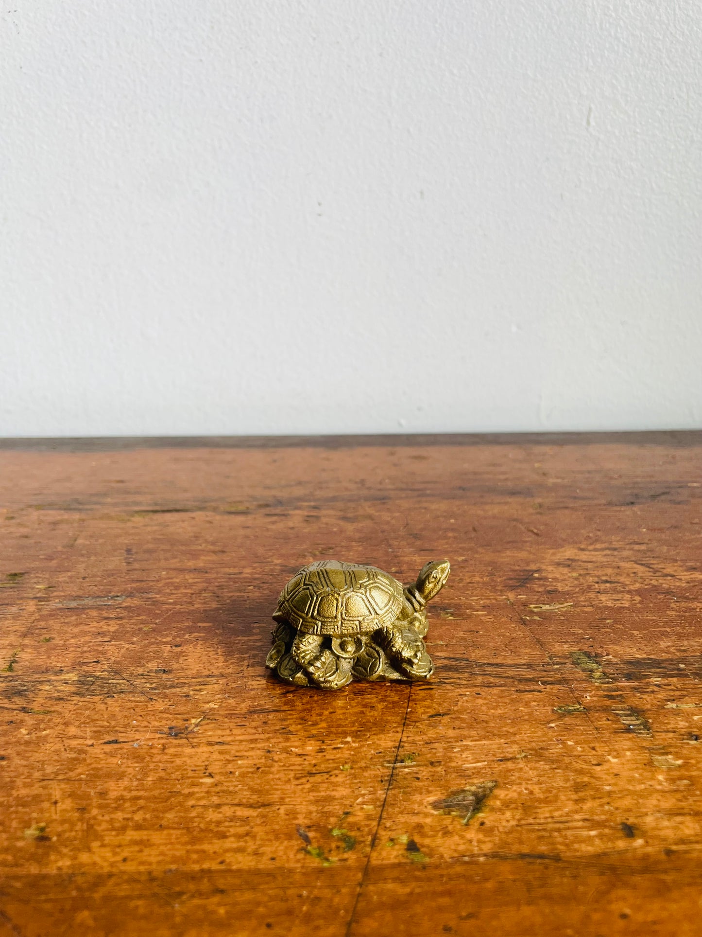 Miniature Gold Brass Metal Turtle Tortoise Figurine
