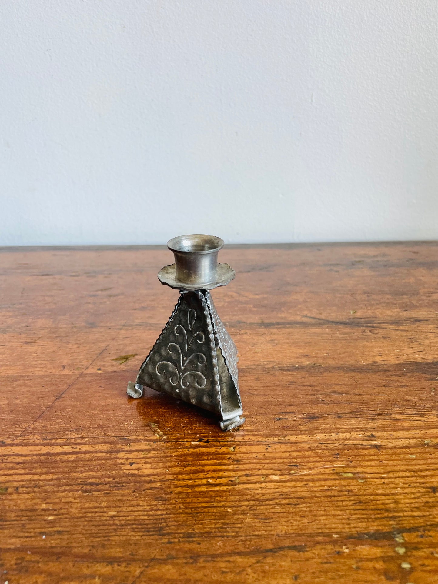 Vintage Mid-Century Norwegian KNL TINN Silver Pewter Candle Holder