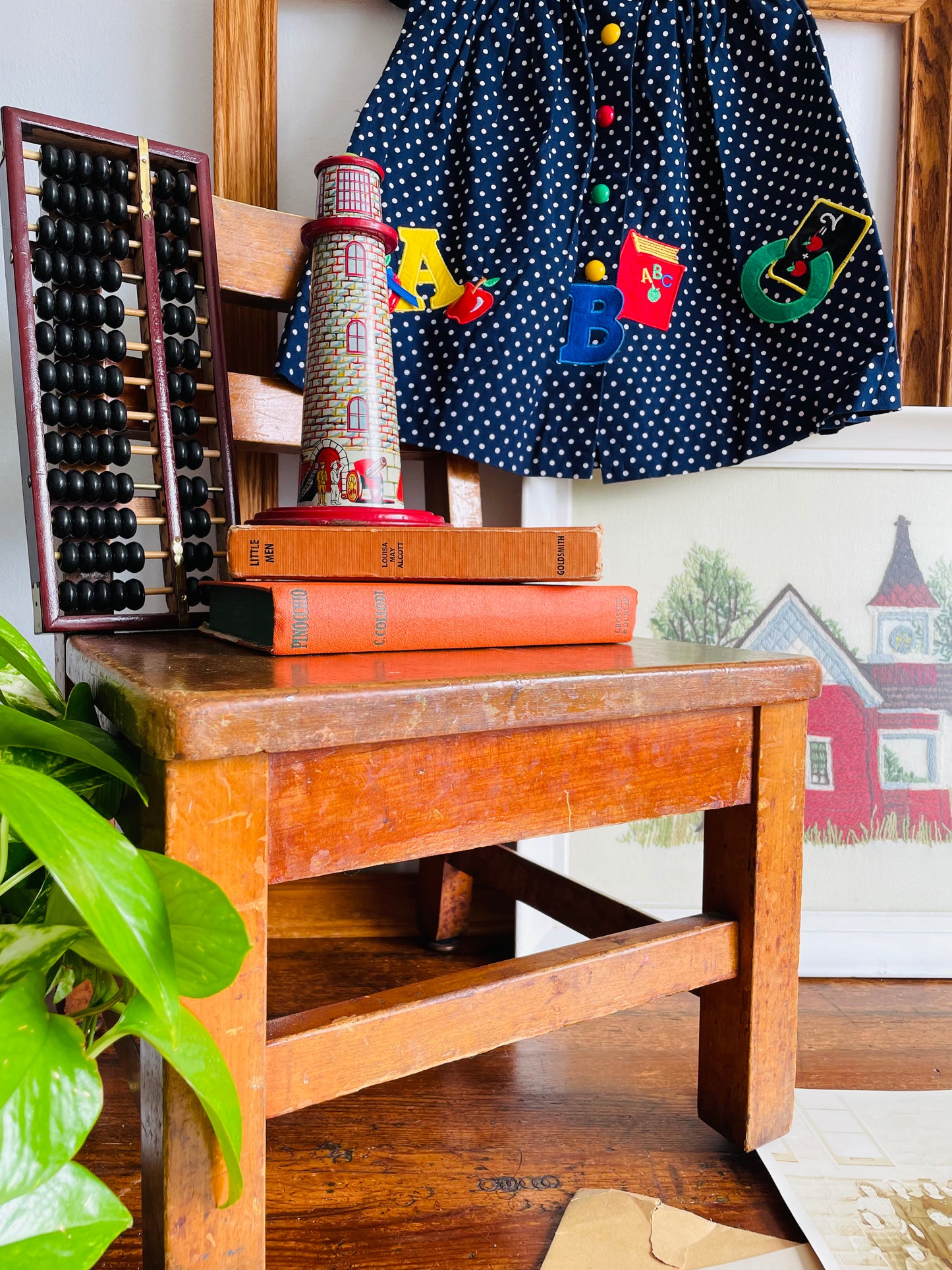 Child Sized Solid Wood School Desk Chair - Also Makes a Great Plant Stand or Porch Display Chair!