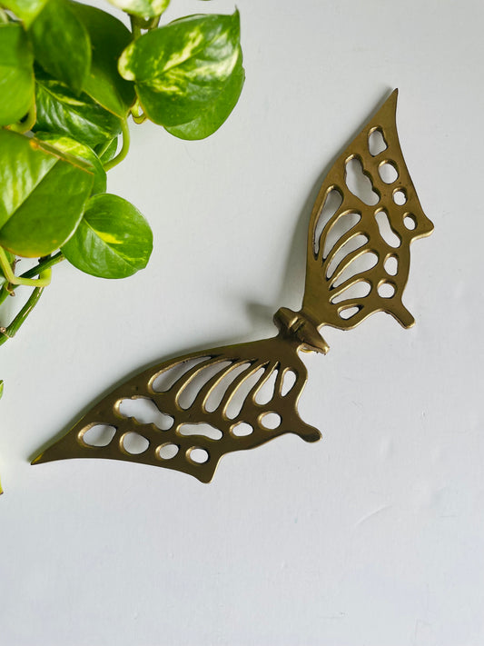 Vintage Solid Brass Wall Hanging Decorative Butterfly Figurine - Medium Size - 10.25” Wingspan