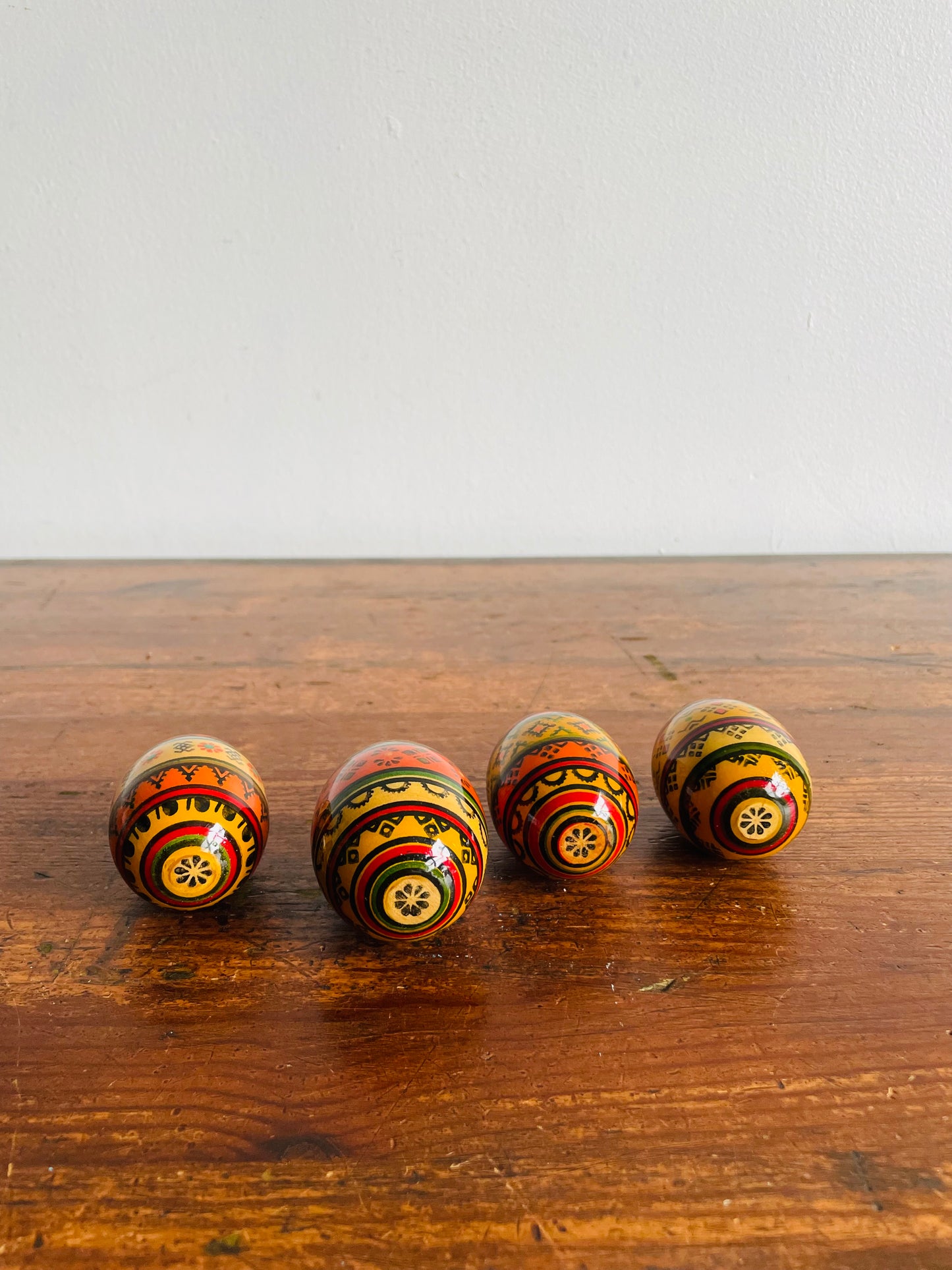 Eastern European Lacquered Wood Eggs - Set of 4