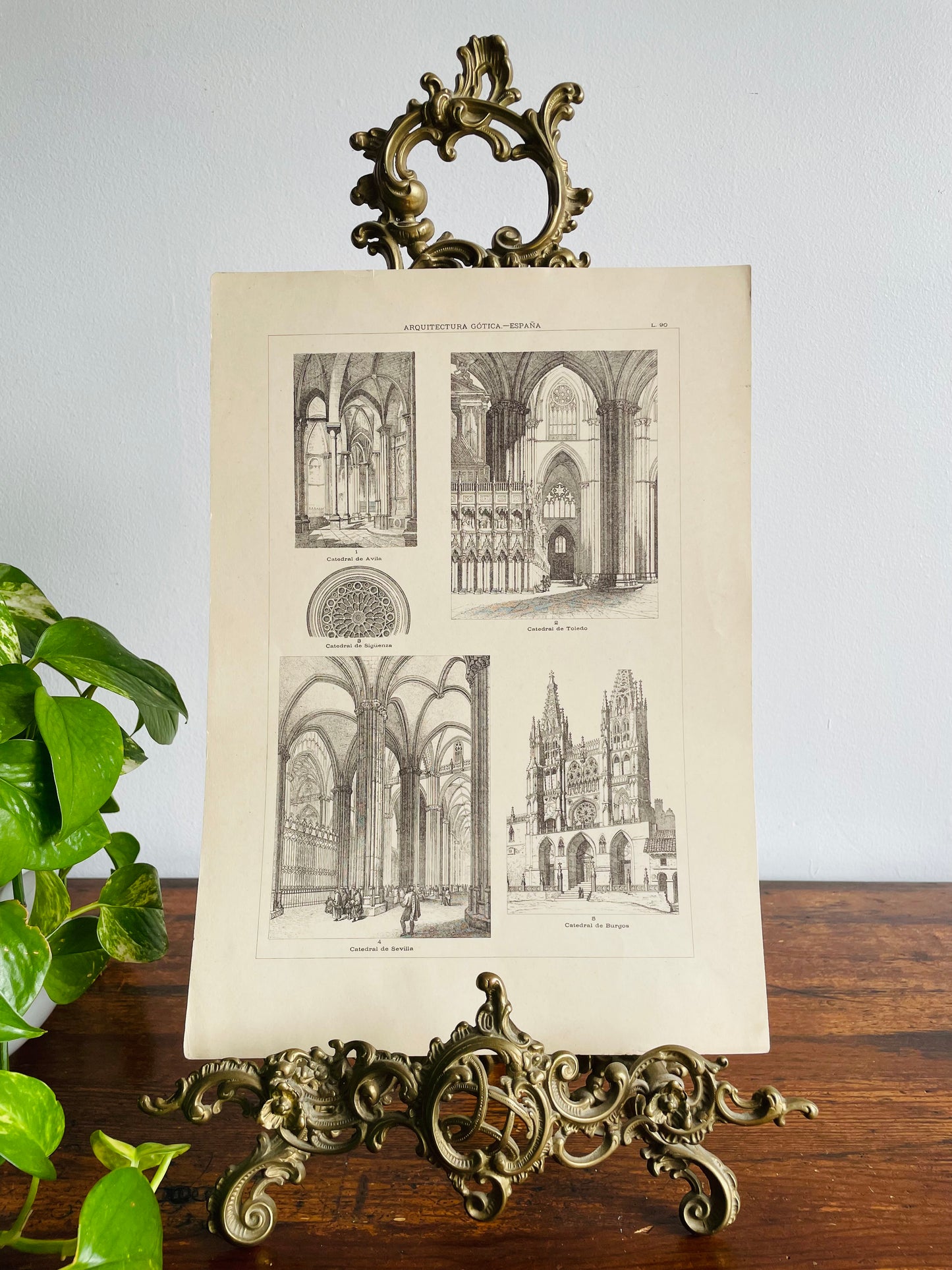 Gothic Architecture of Spain Page Print from Book # 2 - Found in Lisbon, Portugal