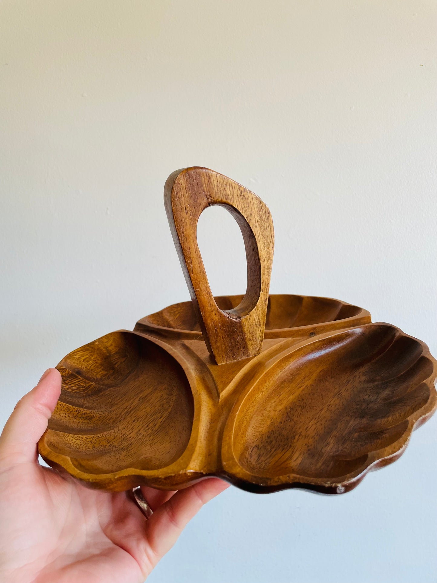 Monkey Pod Wood Divided Tray with Handle - Catchall, Serving, Jewellery, Trinkets, Etc.!