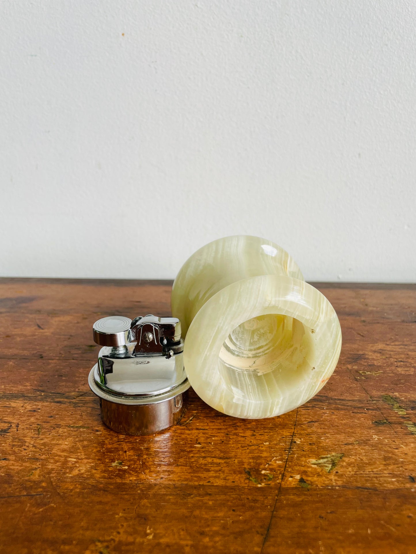 Vintage Royal Heavy & Solid Onyx of Pakistan Marble Stone Table Lighter - Made in Italy