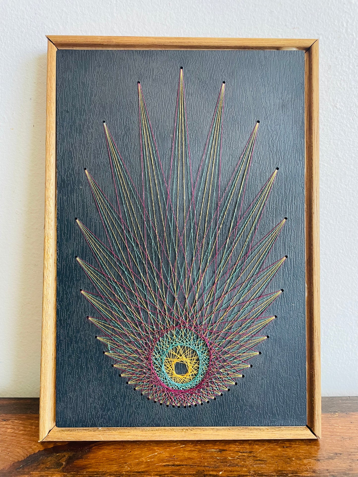 1970s Framed String Art Picture