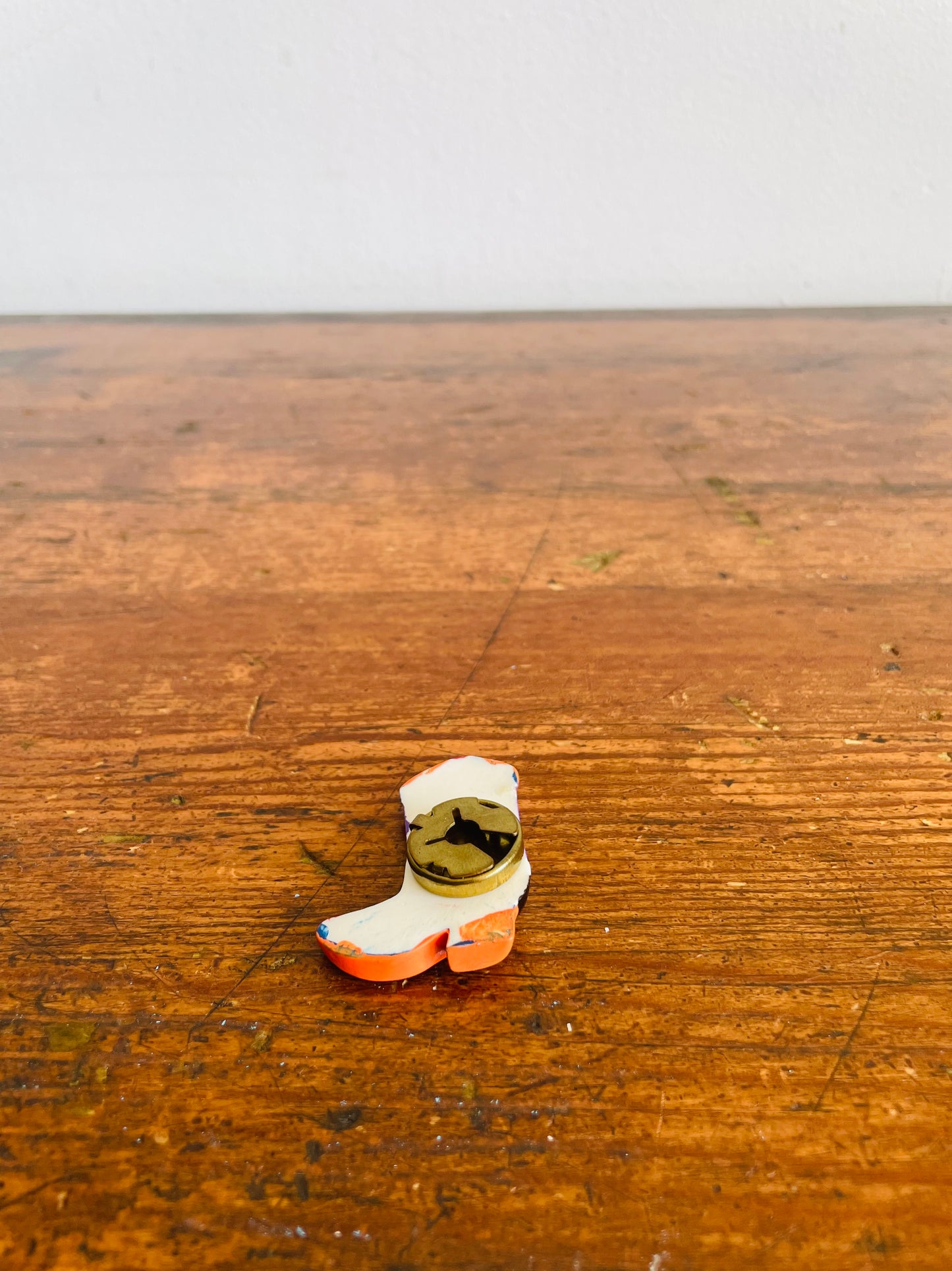 Cowboy Boot Button Cover - Orange & Purple - Clip Over Your Button to Add Some Flair!