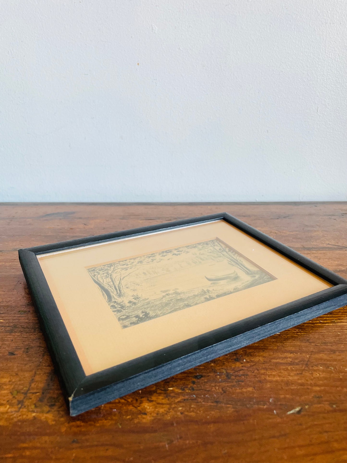 Vintage Print Picture of Canoe in Lake "Blythe from the Opposite Shore" From the Original Anne Langton Sketches Fenelon Falls Public Library Collection - Ontario, Canada