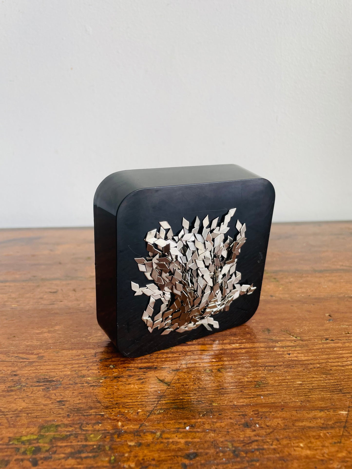 Vintage 1973 Crdl Inc. Magnetic Moldable Desk Toy Paperweight Puzzle Sculpture Game - Mini Metal Pieces to Shape for Hours of Fun! - Made in Hollywood, California