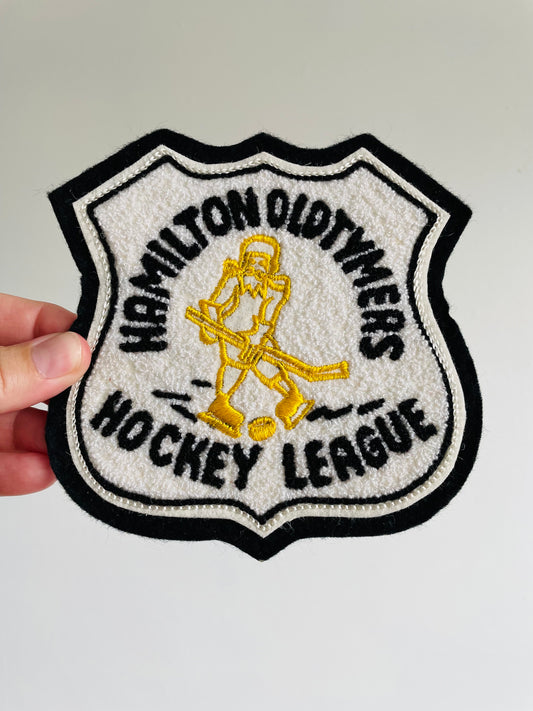 Vintage Felt Hockey Patch - Hamilton Oldtymers Hockey League - Black & Yellow #2