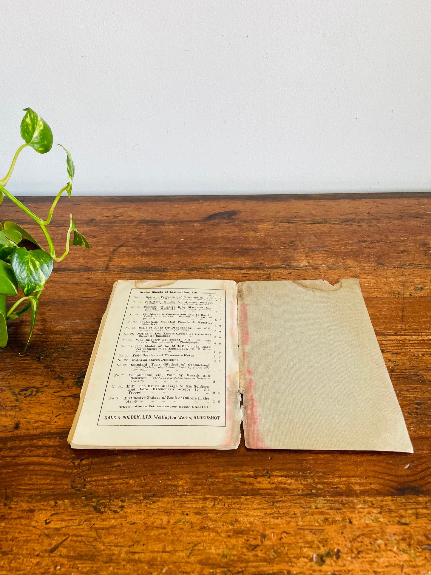 Antique WW1 Instructions for Keeping Pay & Mess Complete with Specimen Forms Paperback Book - Officer Commanding Squadron, Battery or Company