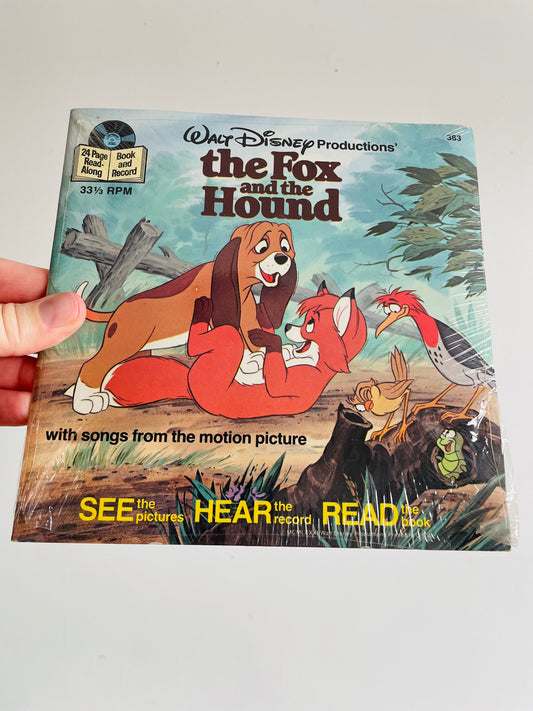 Brand New Vintage Walt Disney Productions The Fox and the Hound 24 Page Read-Along Book & 7" Record - In Original Plastic Wrap