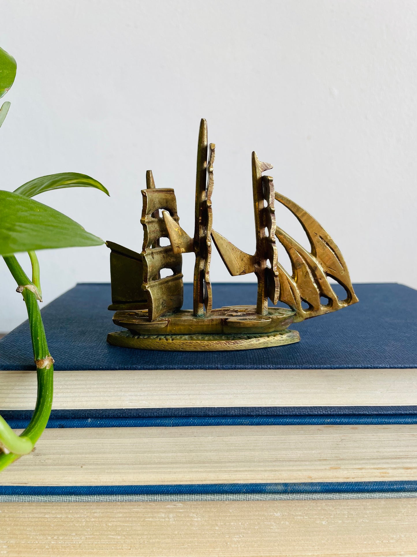 Vintage Brass Sailboat Ship Figurine