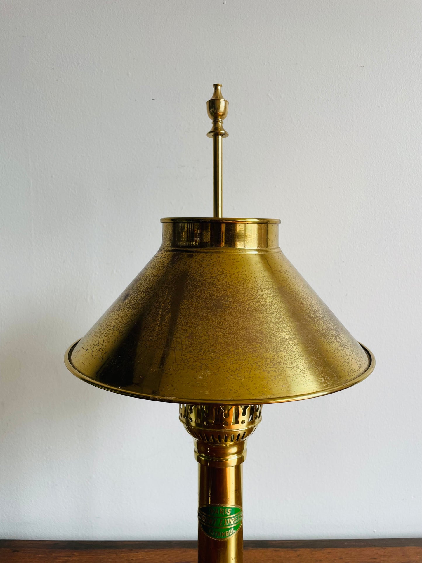 Solid Brass Orient Express Paris-Istanbul Table Lamp - Shade Can Adjust to Preferred Height