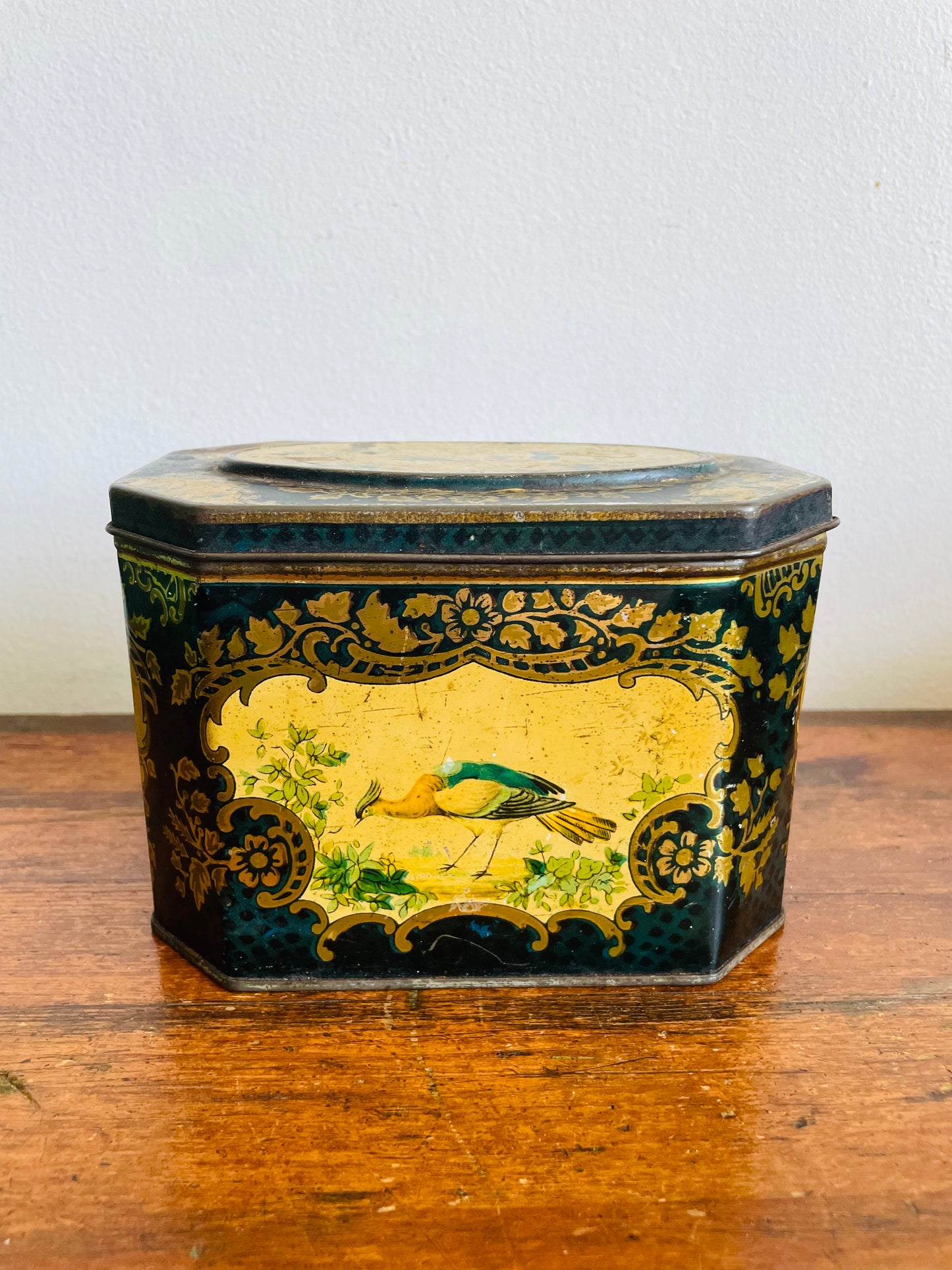 Vintage Huntley & Palmers Biscuits Tin with Bird & Floral Design - Reading & London England