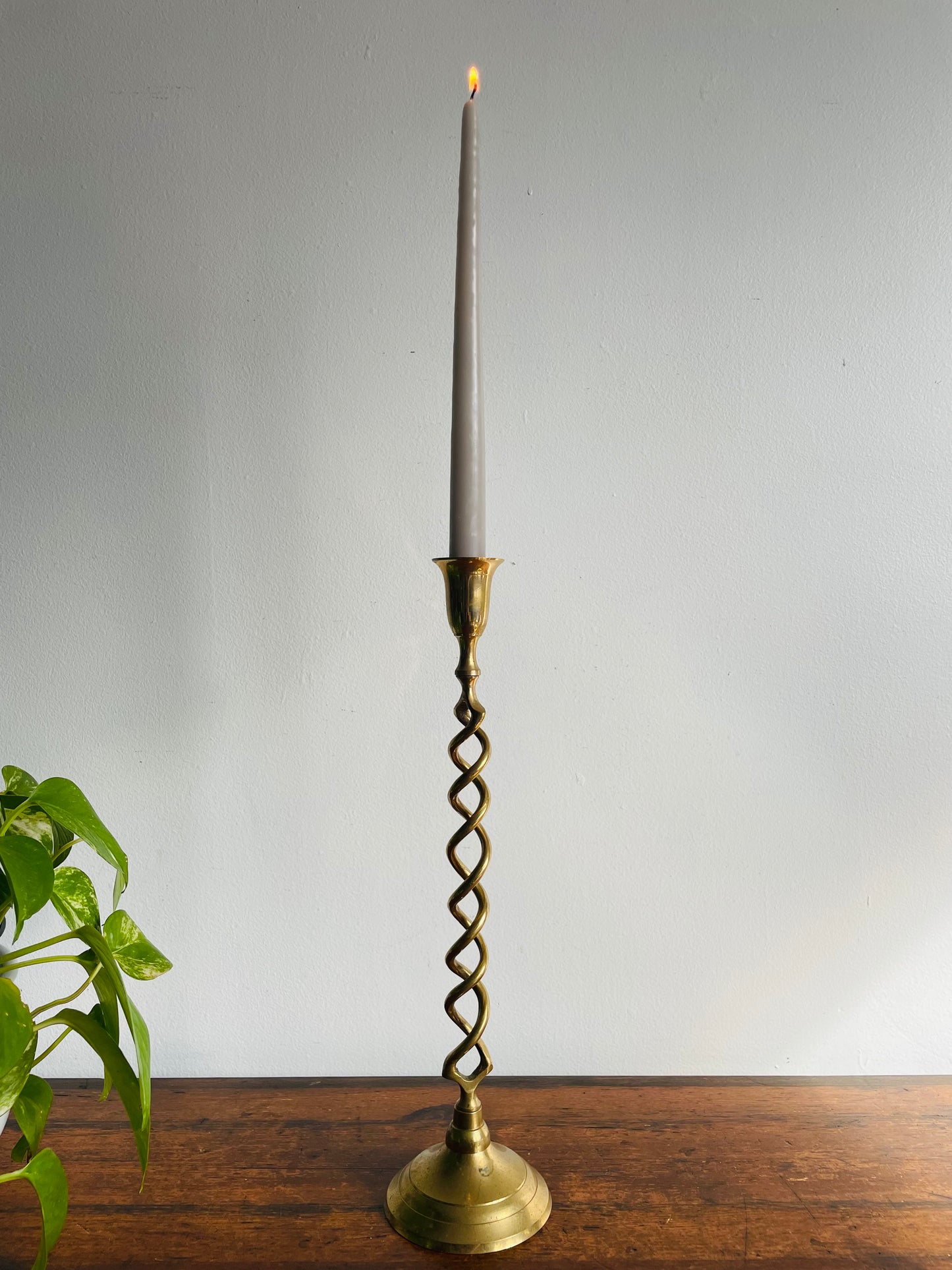 Tall Brass Spiral 15.25" Candle Holder