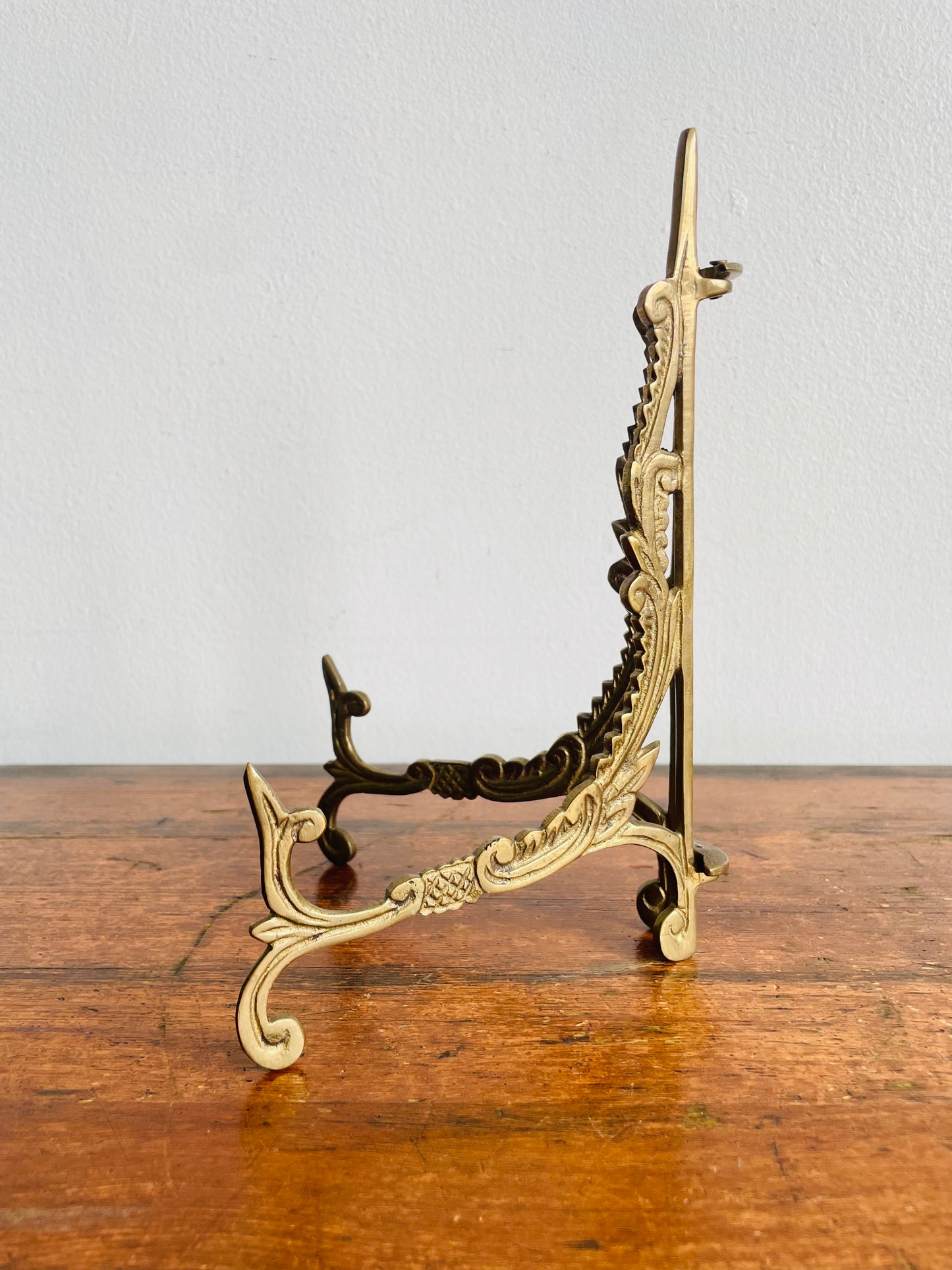 Vintage Brass Ornate Folding 8" Tall Easel - Holds Picture, Art, Book, Etc.