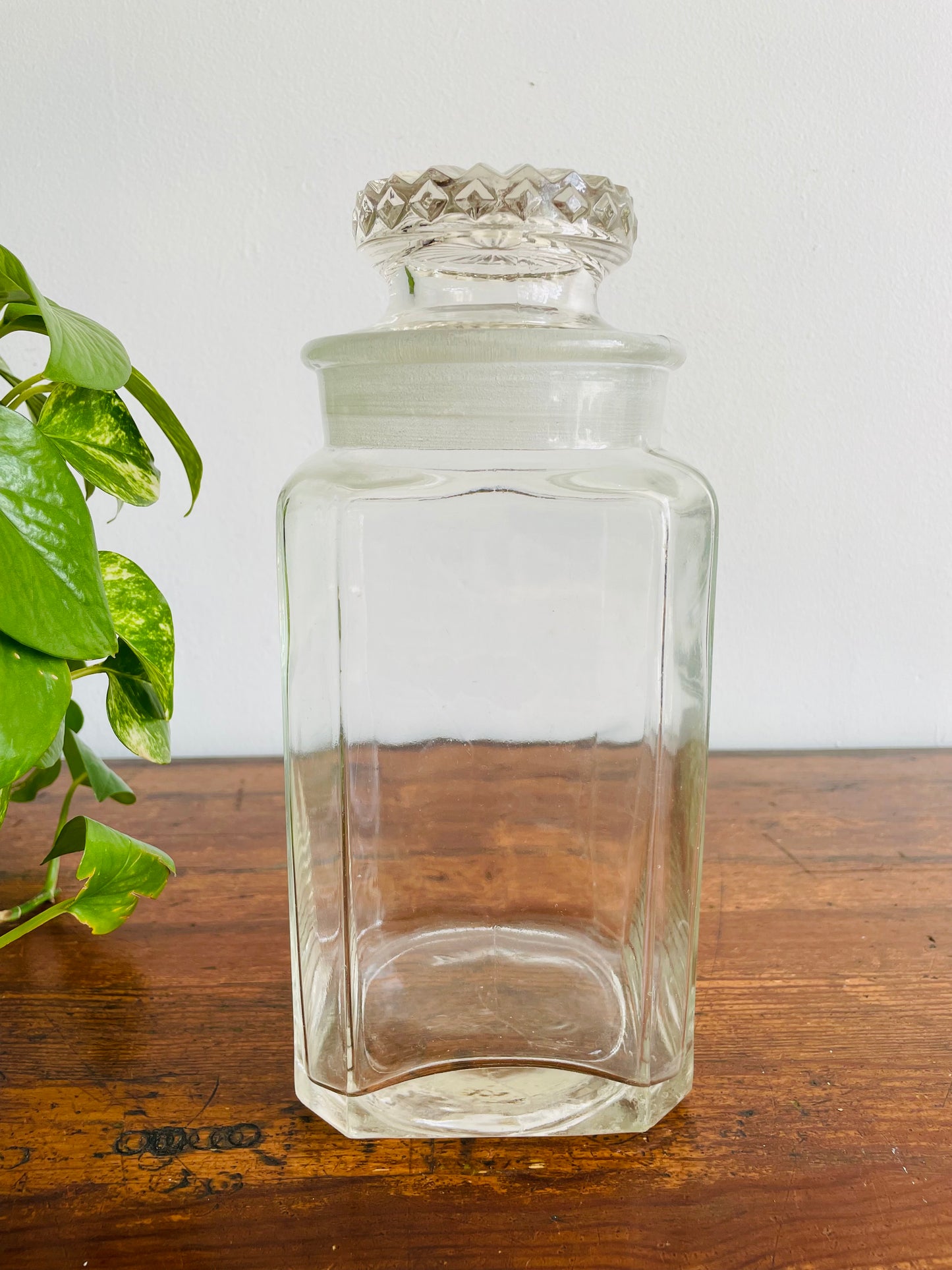 Giant Heavy & Solid Clear Glass Pharmacy or Candy Store Apothecary Jar with Lid