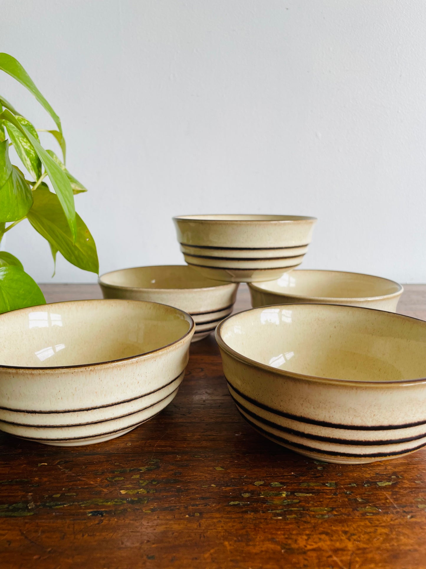 Denby Sahara Speckled Cream & Brown Soup or Cereal Bowls - Made in England - Set of 5