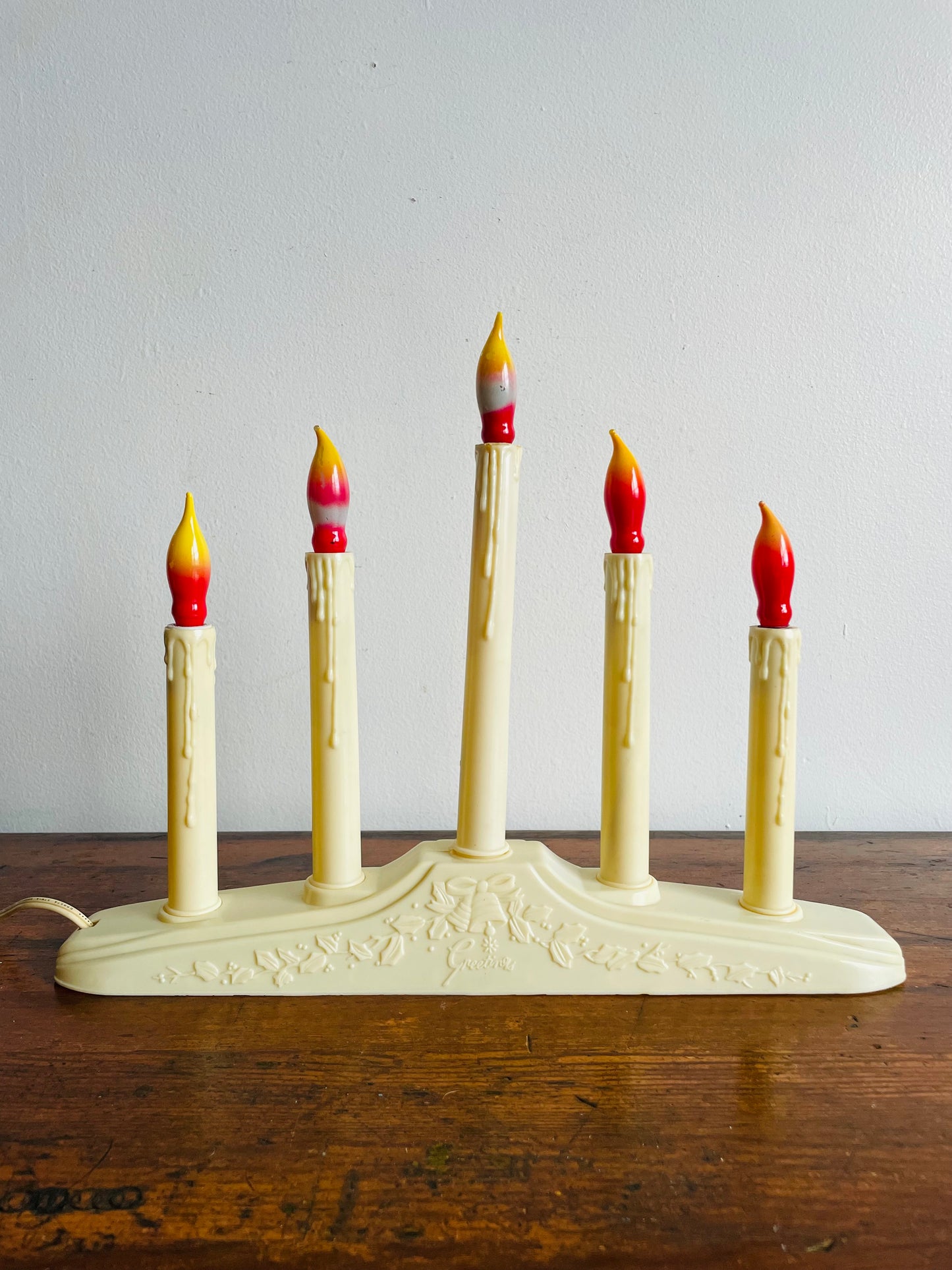 Christmas Window Candolier Electric Five Branch Candle with Red Flames