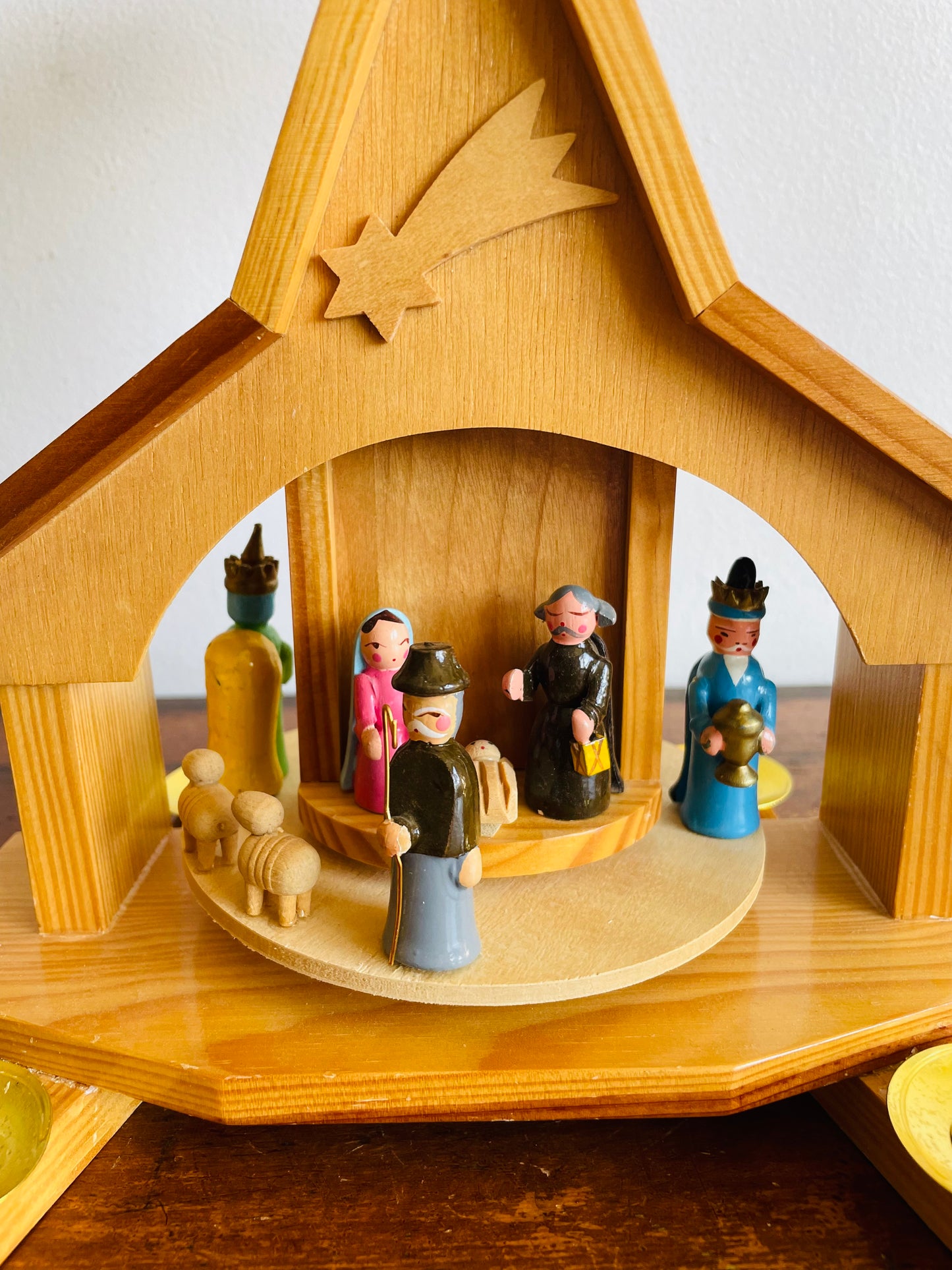 Wooden Christmas Pyramid Nativity Candle Carousel - Made in Taiwan