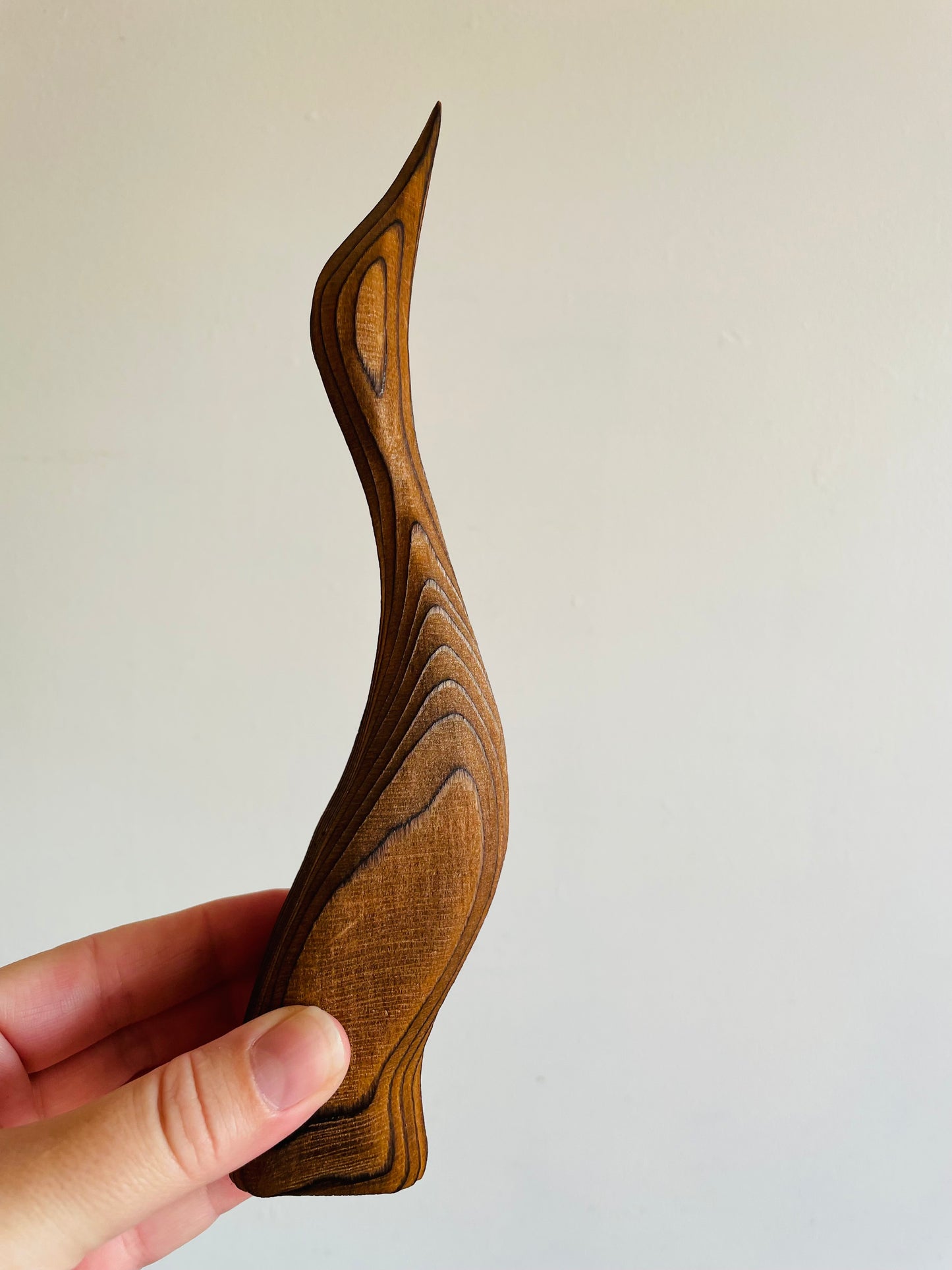 Mid-Century Modern Carved Redwood Birds by Oscar W. Johnston - Set of 2