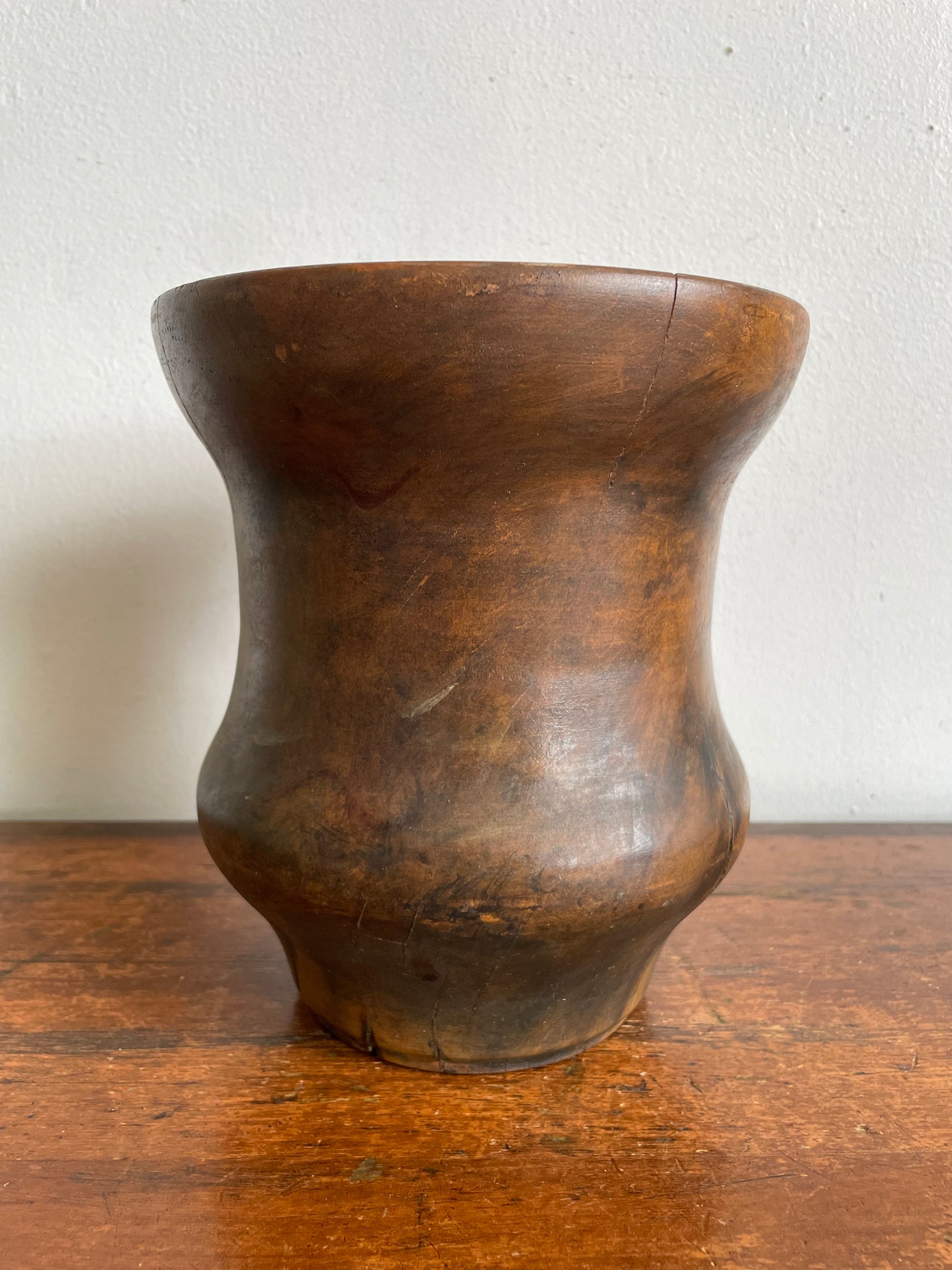 Vintage Handmade Wood Turned Vase - Made from a Single Piece of Wood