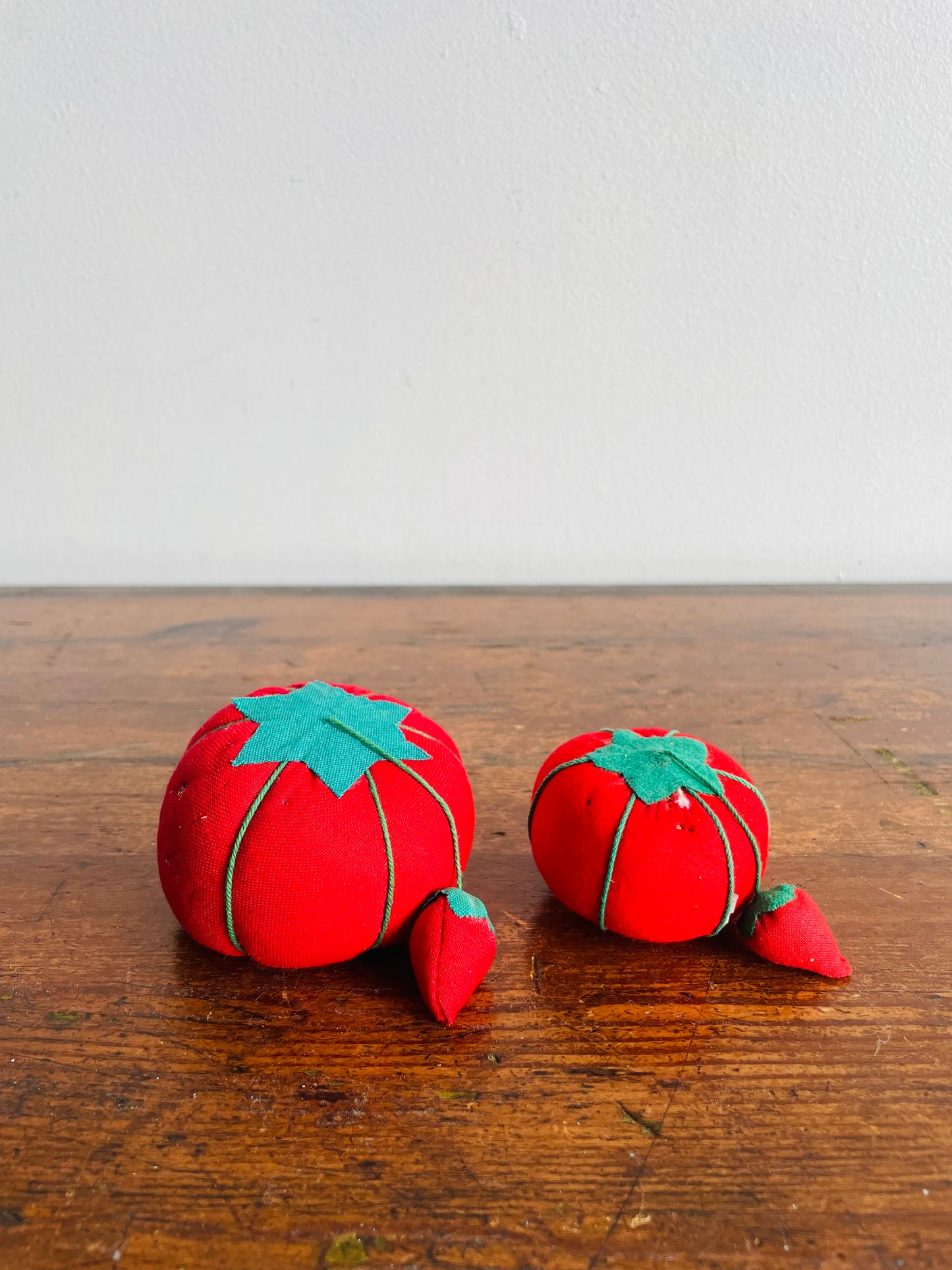 Red Tomato with Strawberry Pincushions - Set of 2