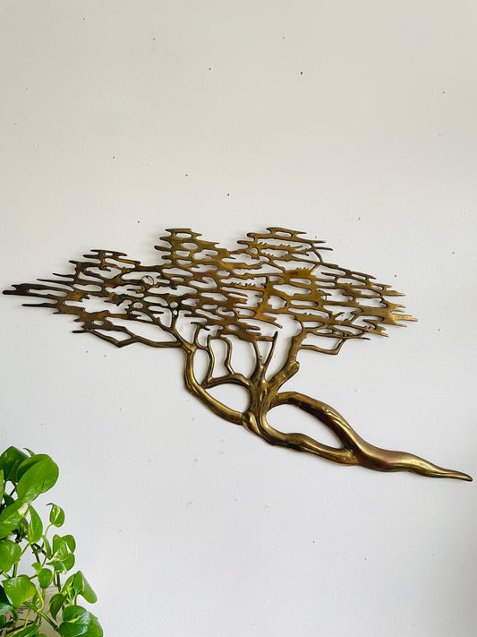 Vintage Mid-Century Modern Solid Brass Tree Wall Hanging Art - No Shipping