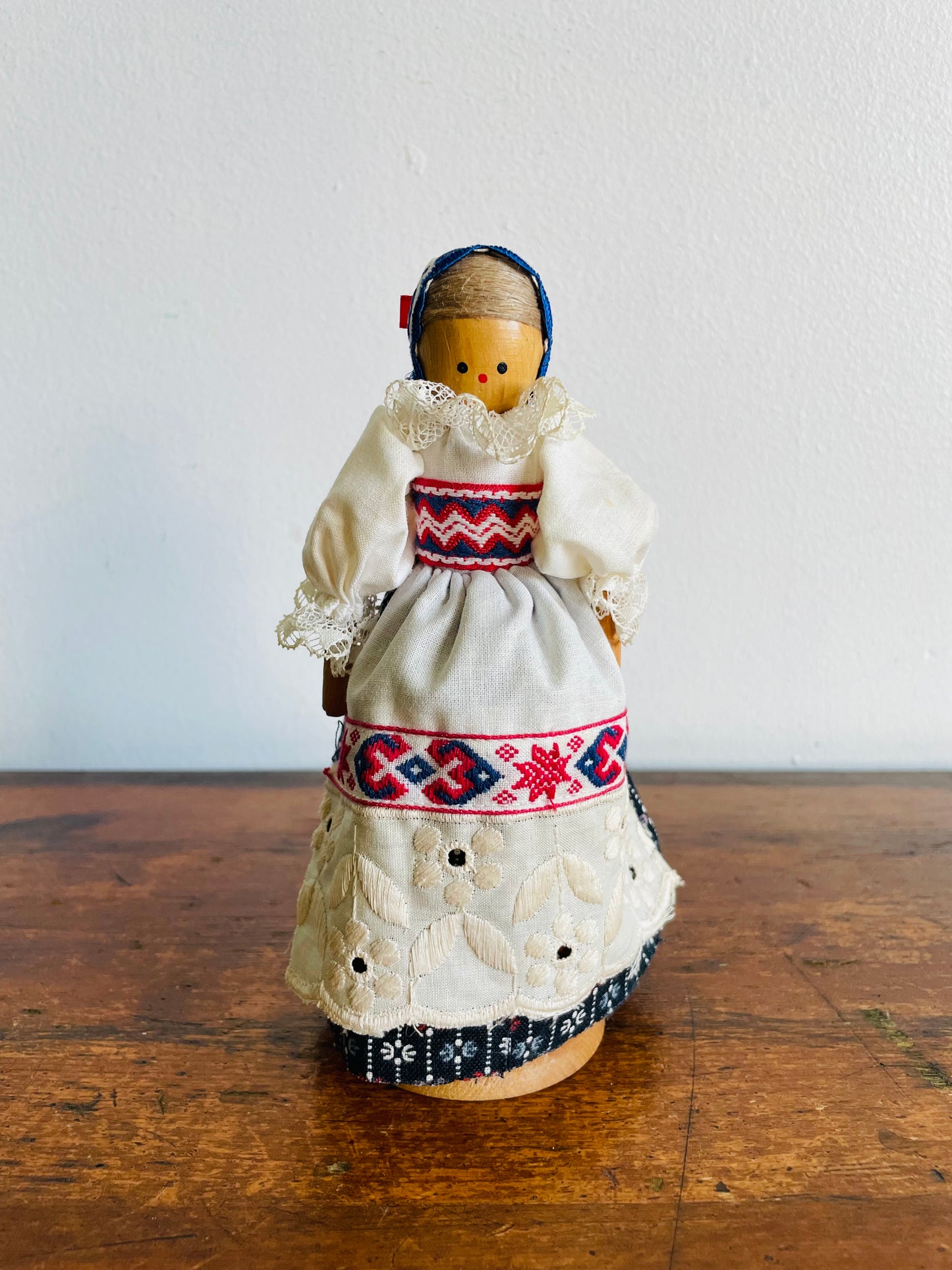 Polish Folk Art Wooden Doll with Bendable Base & Arms